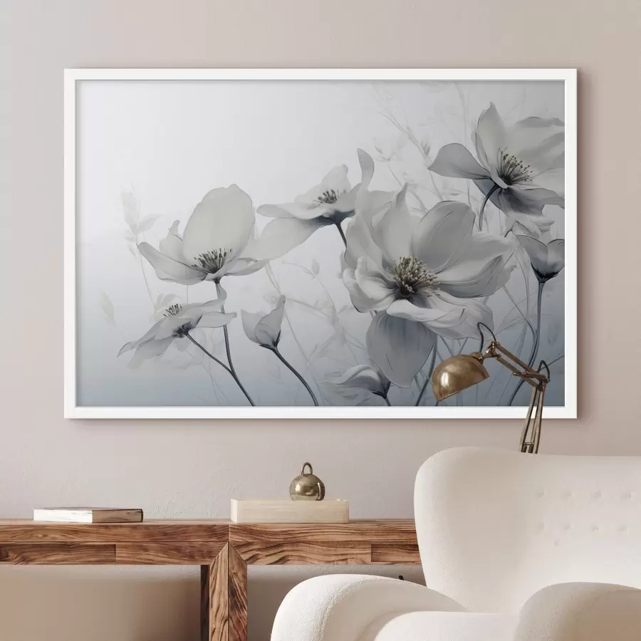 Papier peint Fleurs grises délicates f41829