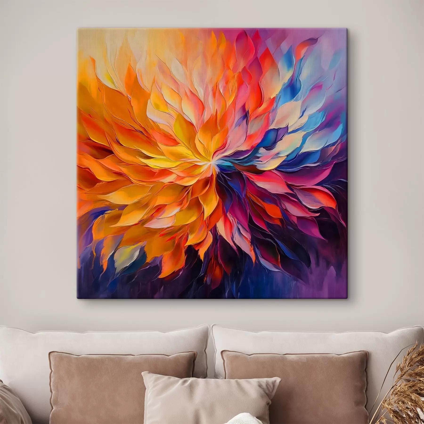 Tableau Une explosion abstraite de pétales colorés s41814