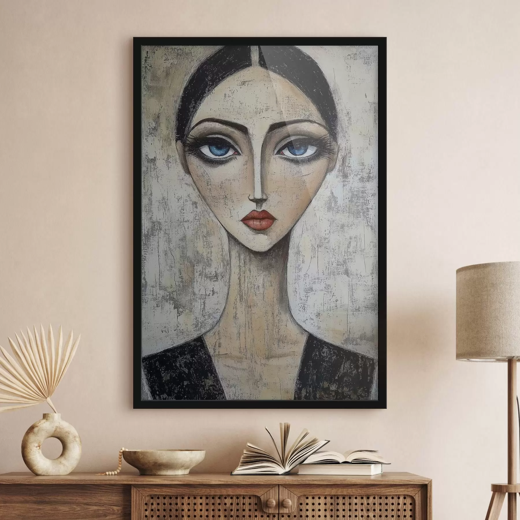 Papier peint Portrait d'une femme aux yeux expressifs dans une technique stylisée f41811