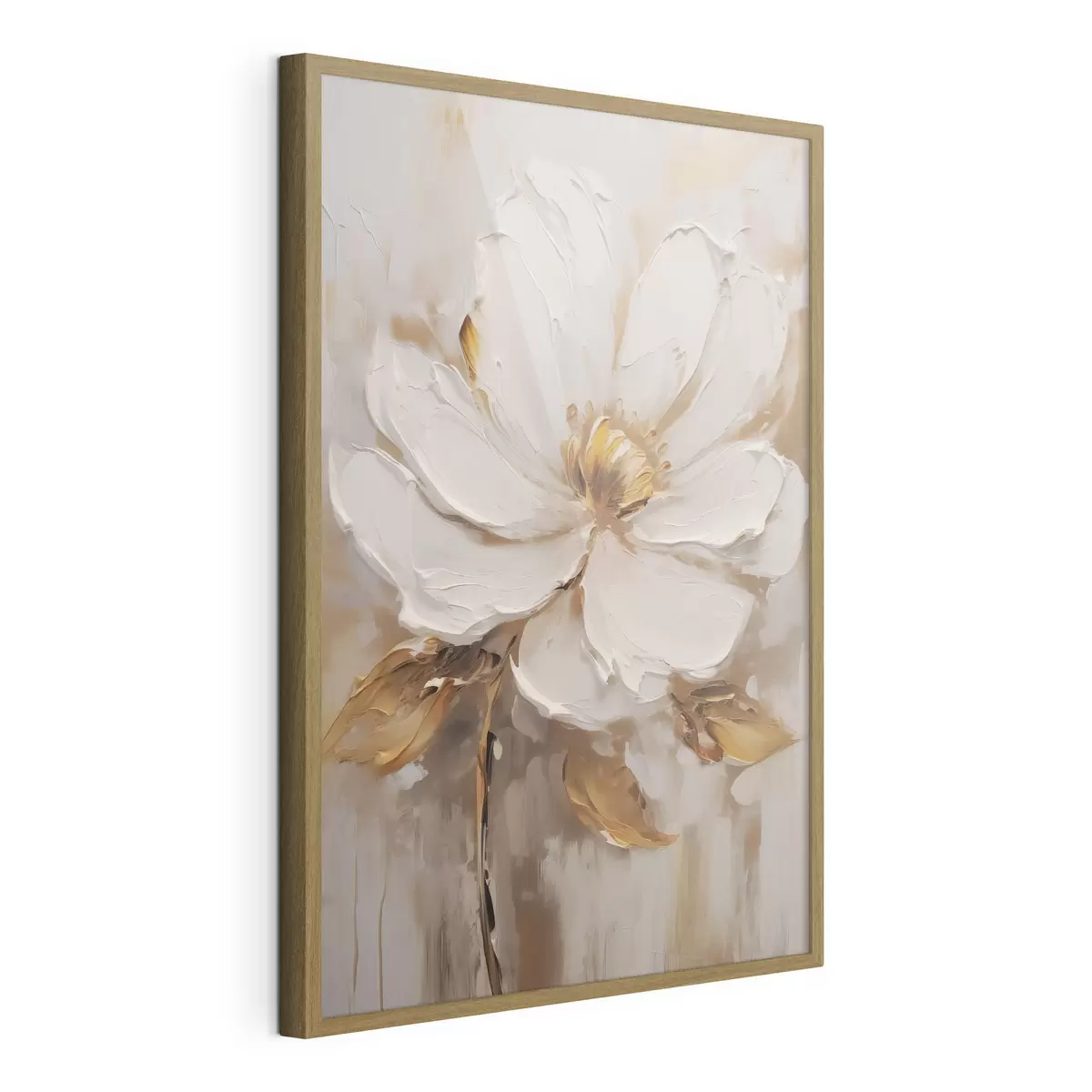 Poster Une fleur blanche aux teintes jaunes sur un fond texturé f41820