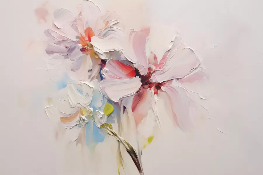 Papier peint Fleurs imitation abstraite de traits de peinture w02328