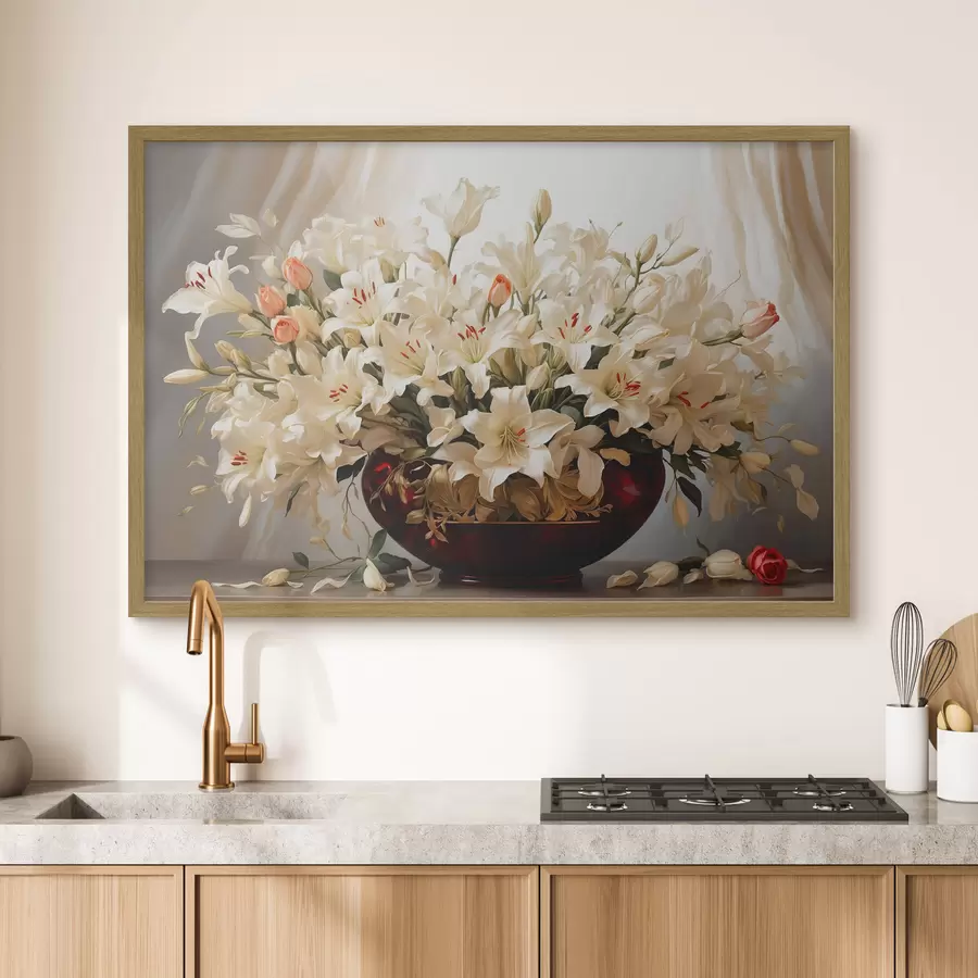 Papier peint Bouquet de fleurs dans un vase volumétrique rouge f41510