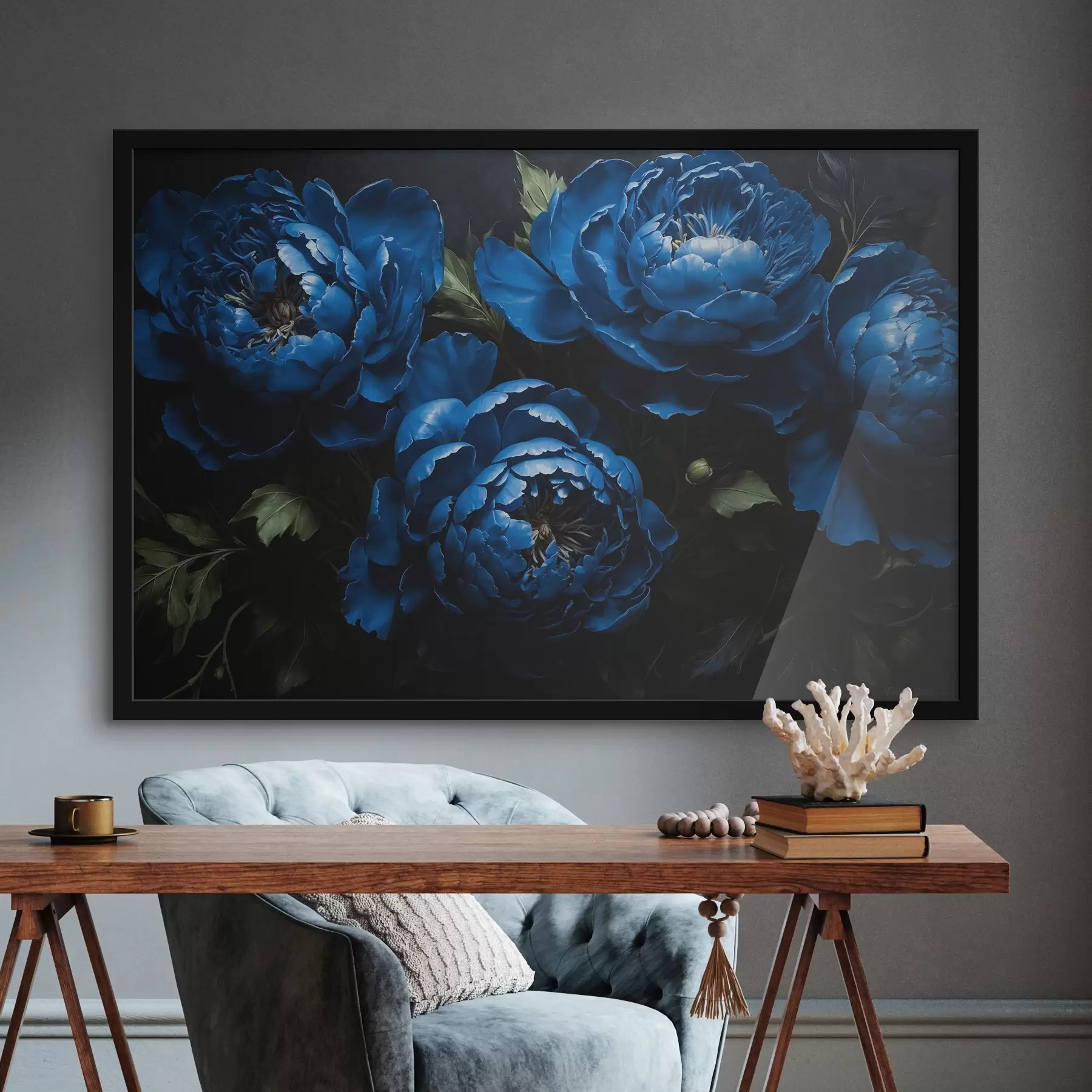 Papier peint Pivoines bleues f41523