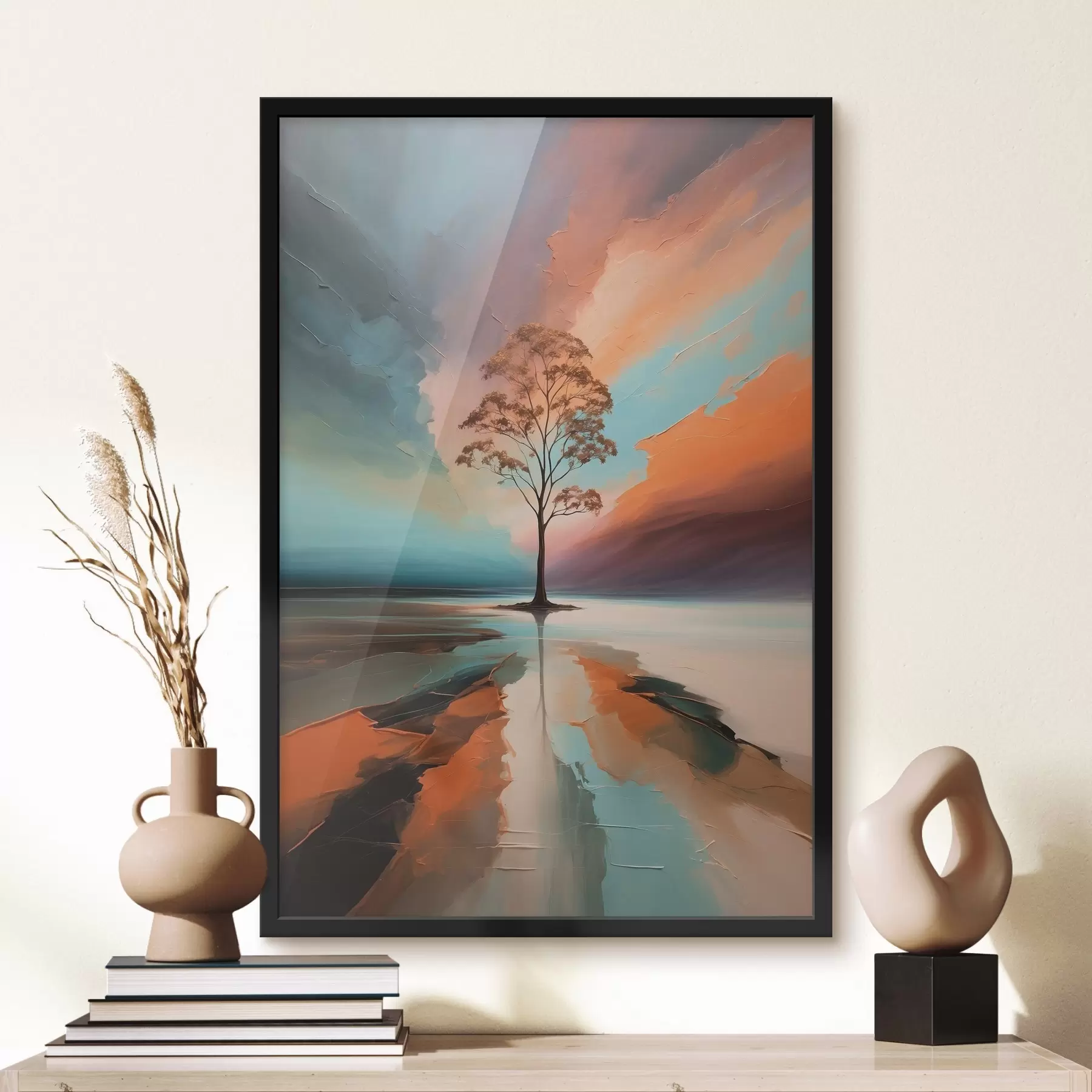 Papier peint Arbre sur fond acrylique abstrait f41581