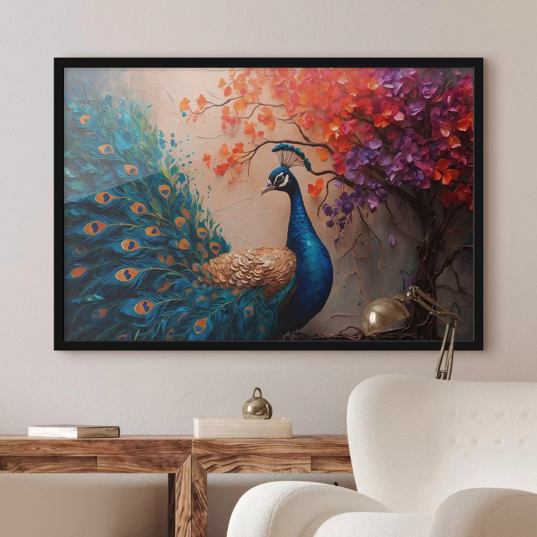 Papier peint Paon et arbre f41583