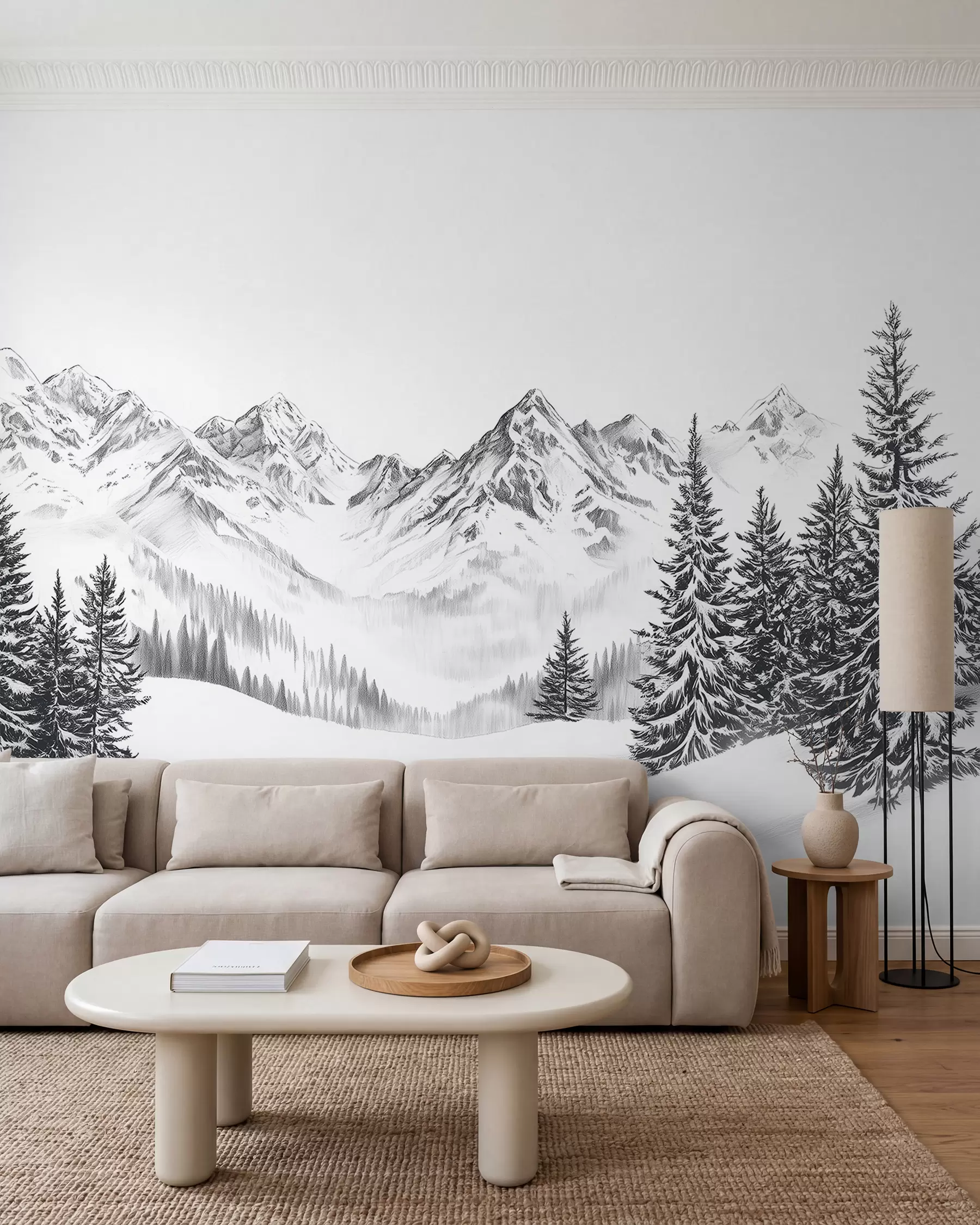 Papier peint Esquisse d’hiver alpin w02352