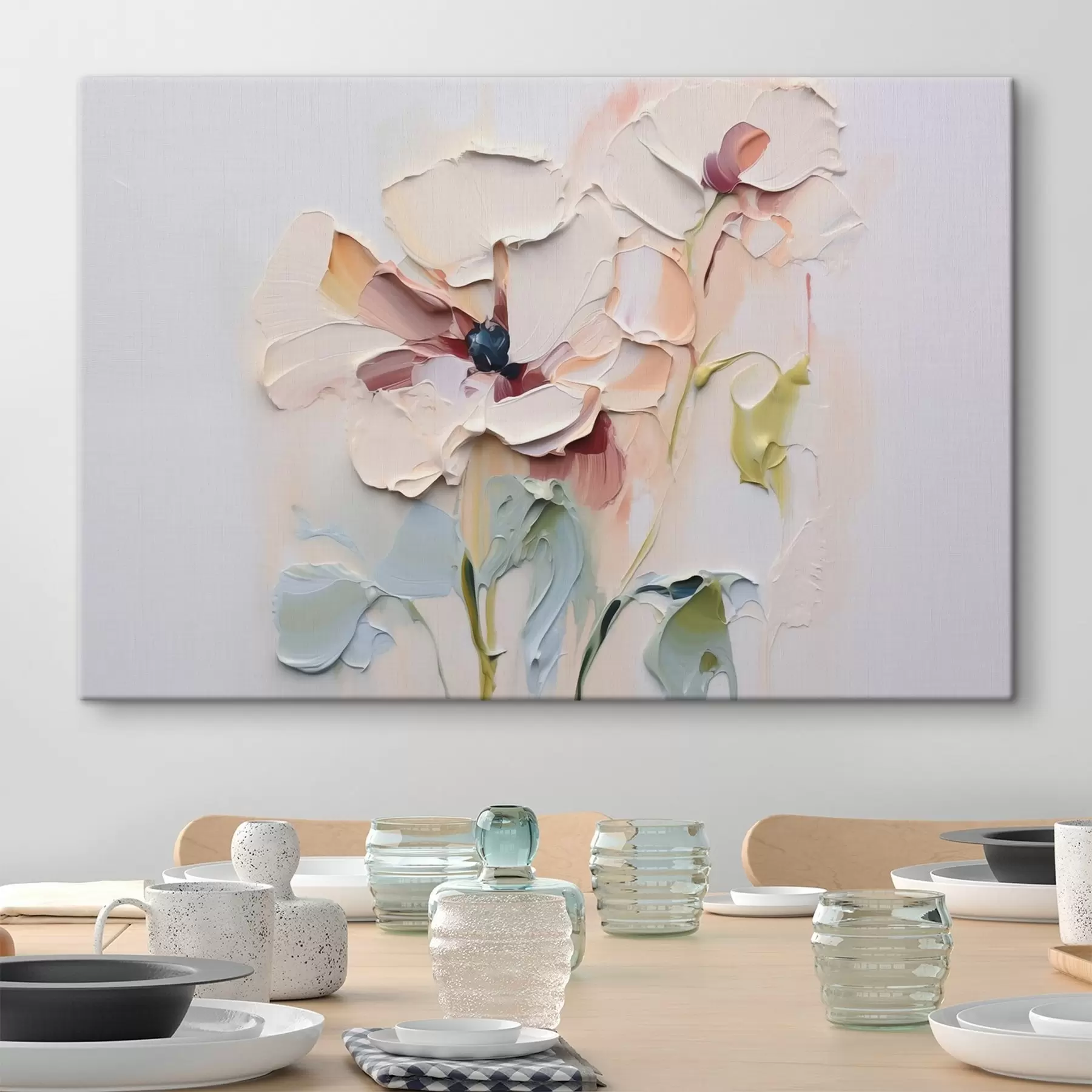 Papier peint Fleurs abstraites imitation peinture avec texture sur fond s41850