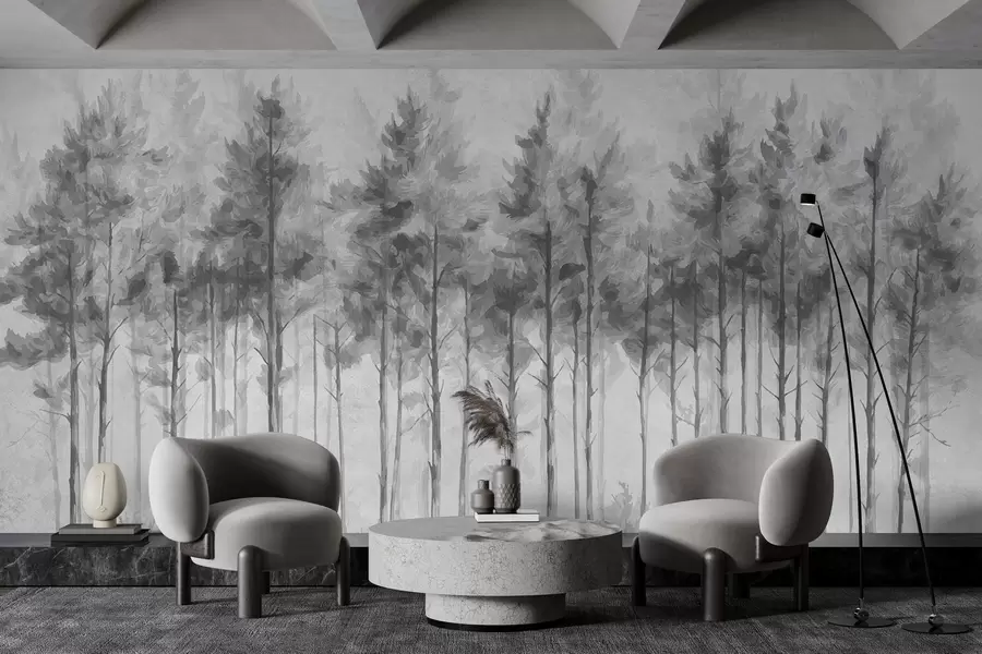 Papier peint Forêt abstraite peinte sur le mur w02005