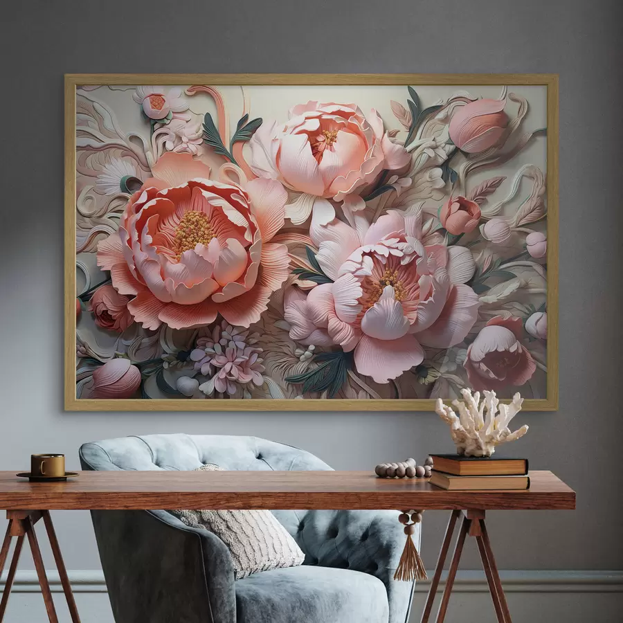 Papier peint Pivoines luxuriantes dans les tons roses f41859