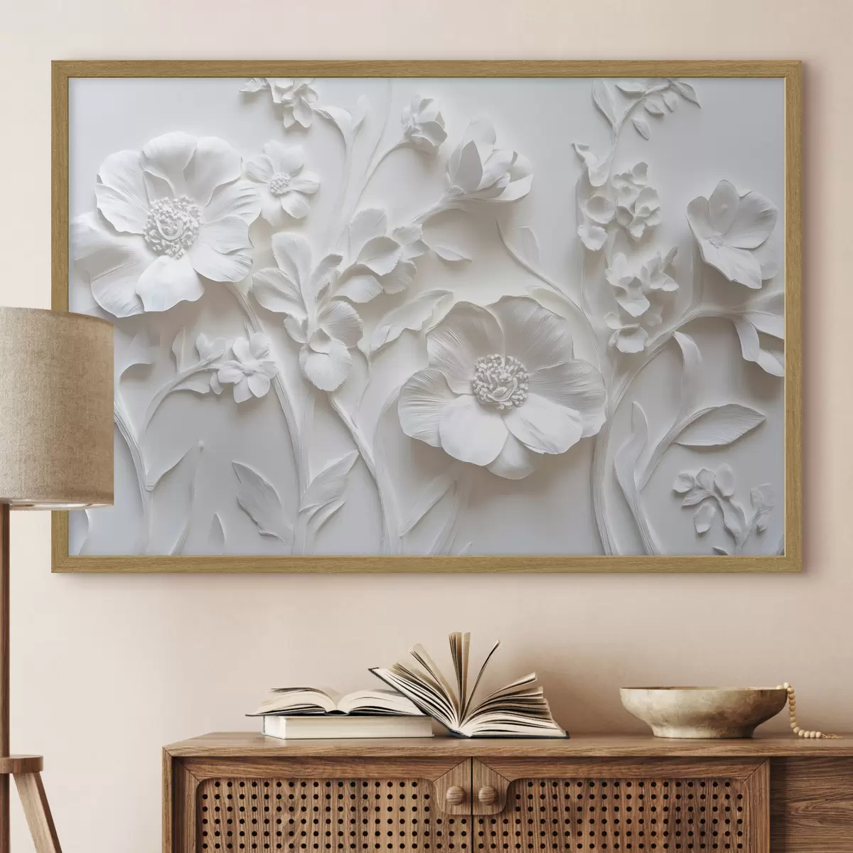 Poster Fleurs en stuc blanc f41867