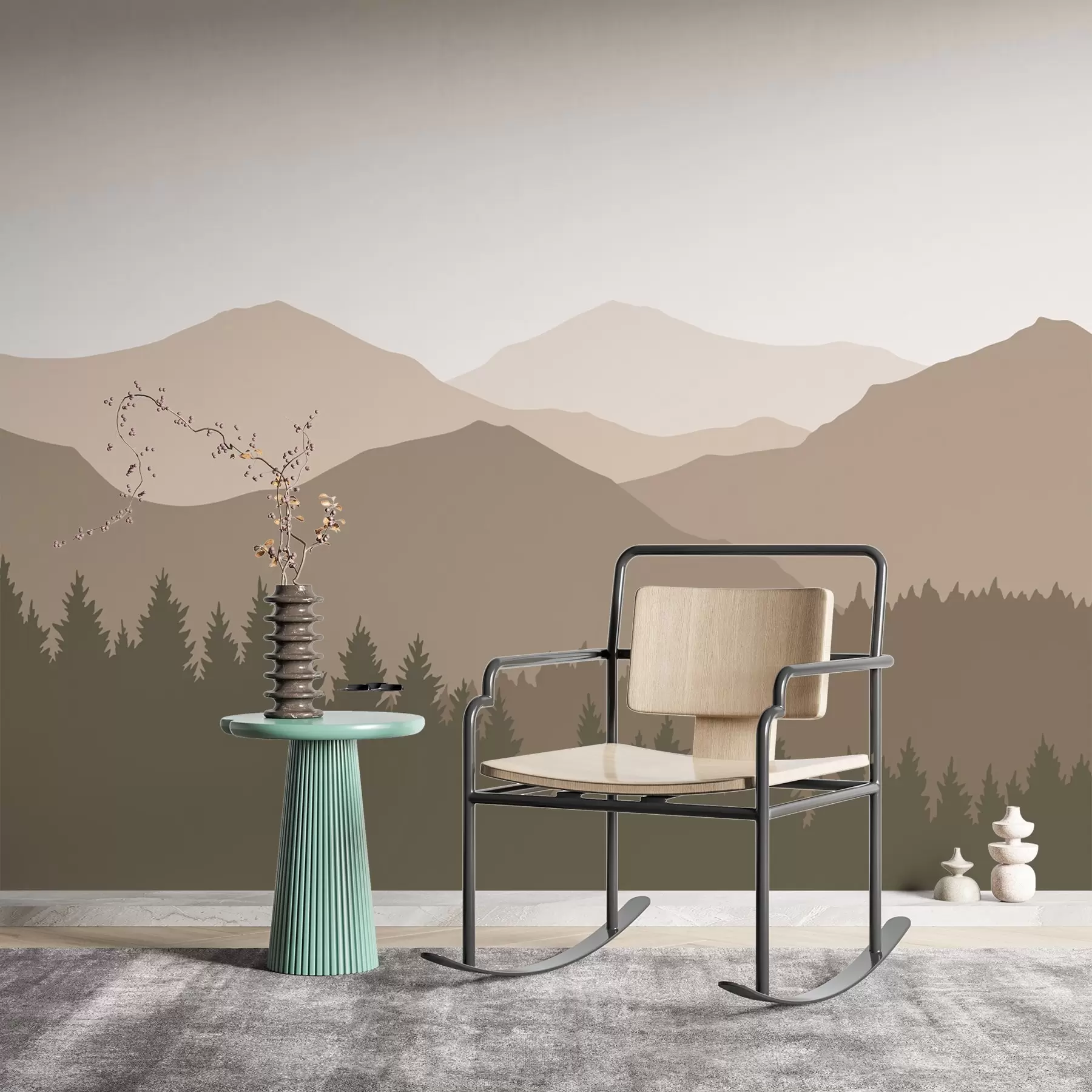 Papier peint Silhouettes de montagnes dans les tons bruns w02387v1 buy France - Uwalls.fr Papier peint Silhouettes de montagnes dans les tons bruns w02387v1
