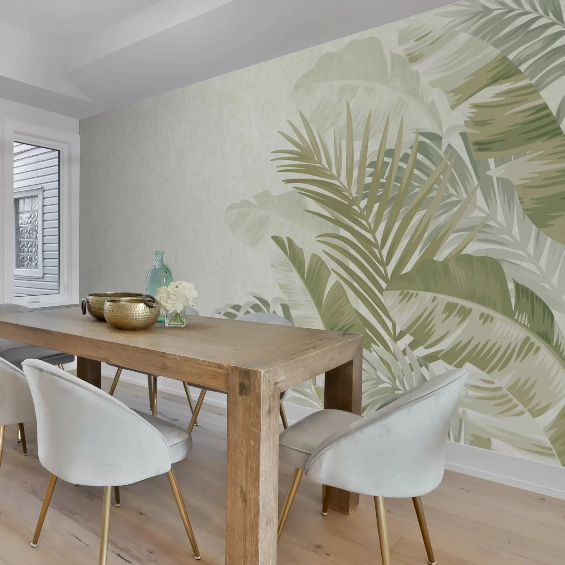 Papier peint Feuilles de palmier vertes w02391