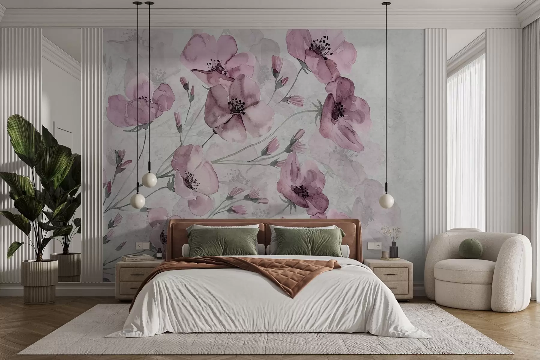Papier peint Arrangement de fleurs roses w02393