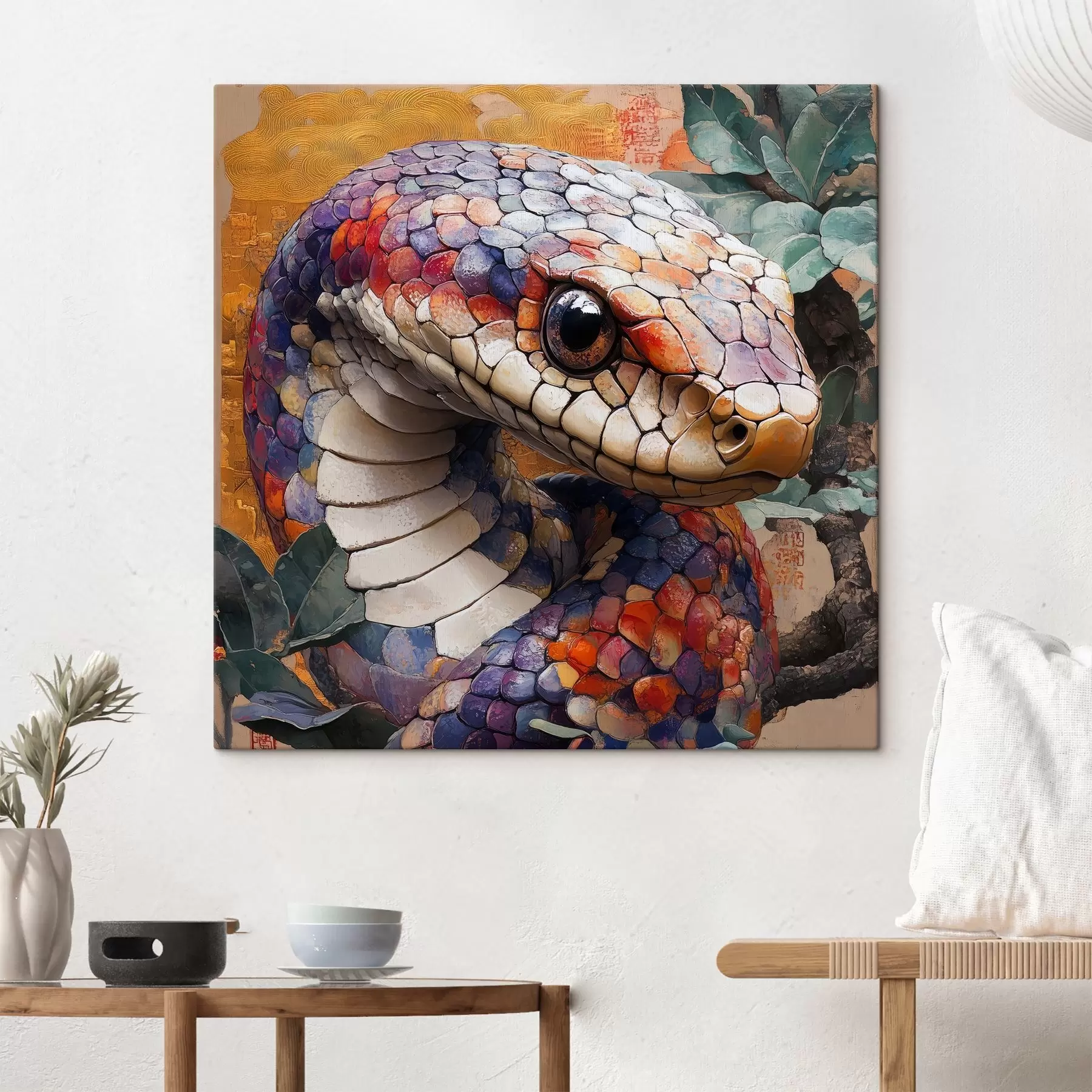Tableau Un serpent dans la jungle dans le style de la peinture s41966