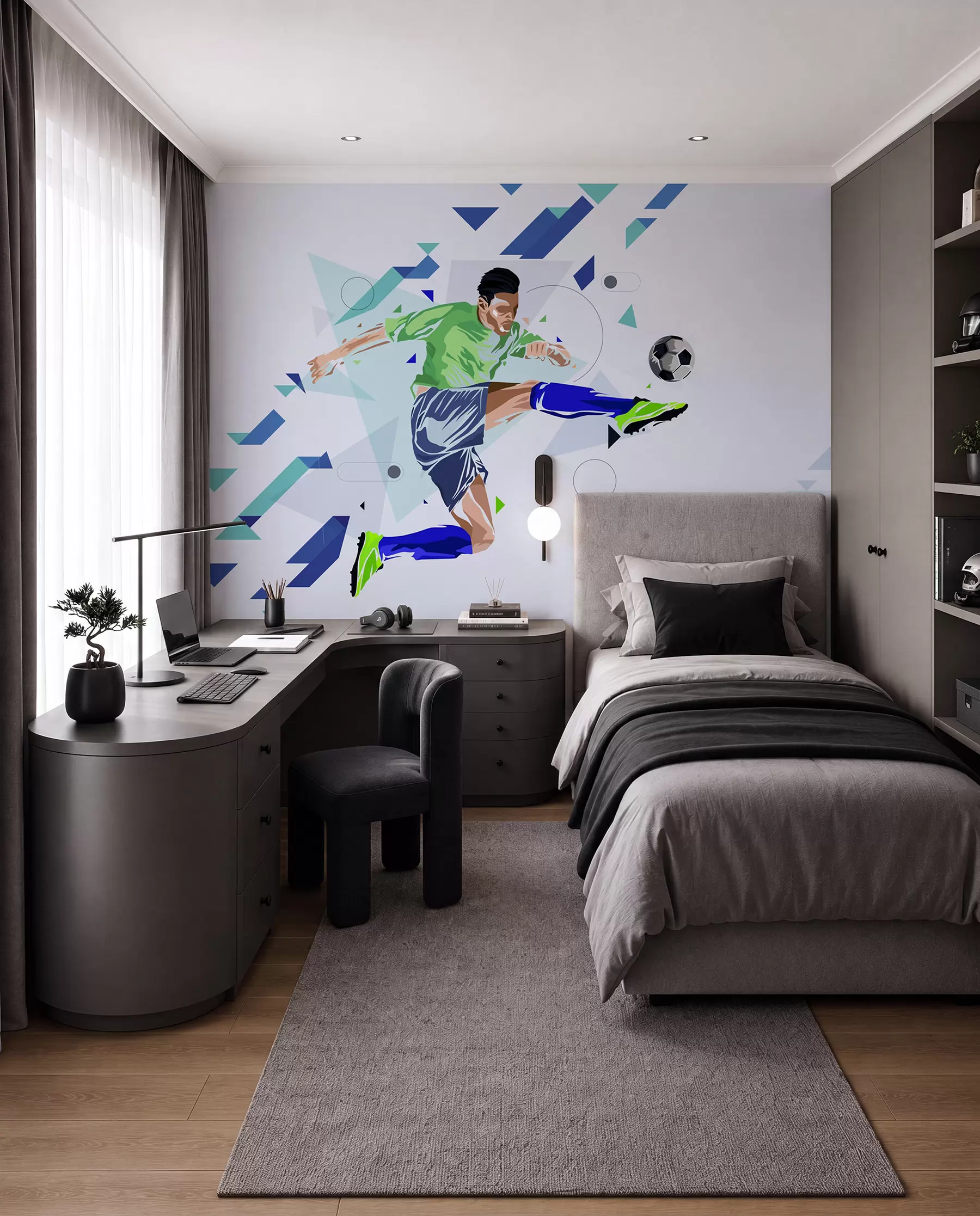 Papier peint Frappe de football en vol w02401