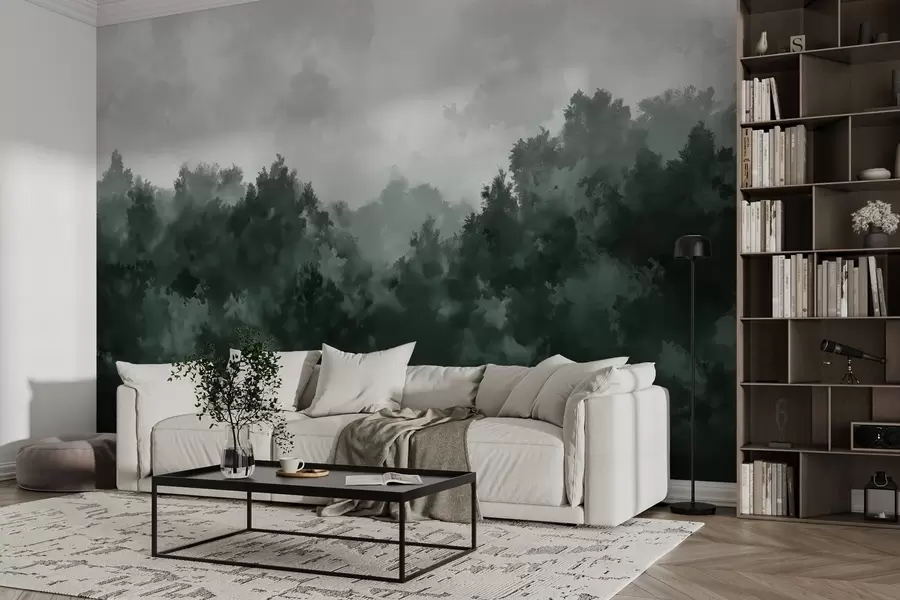 Papier peint Forêt abstraite dans le style d'une peinture à l'huile w02410
