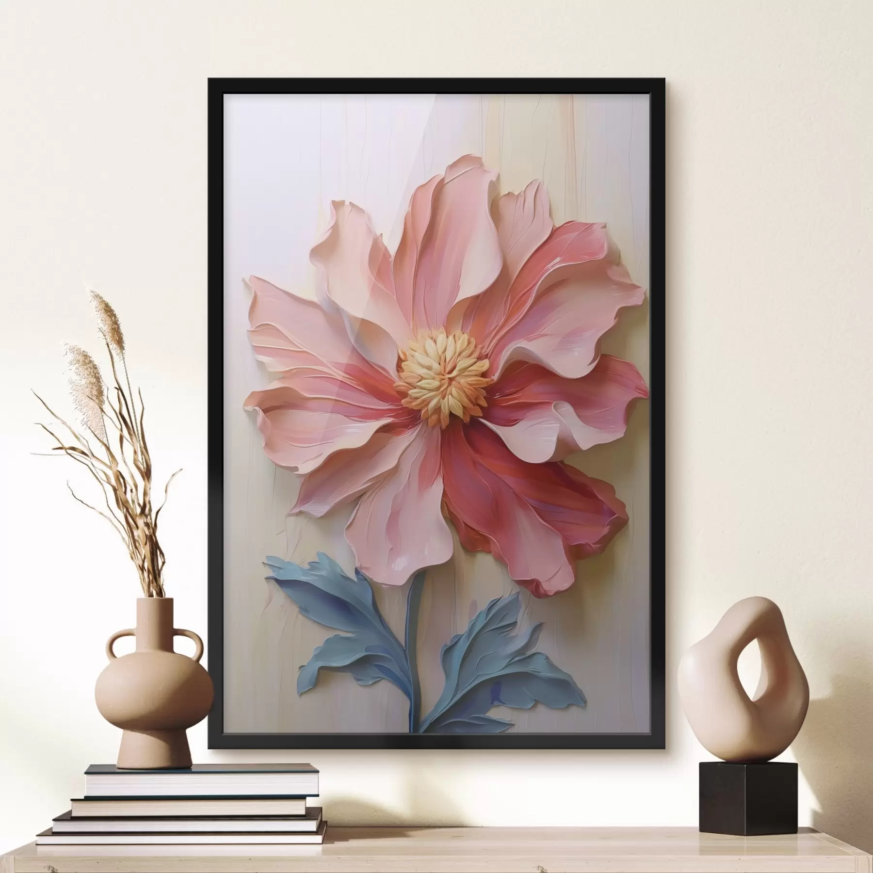 Papier peint Coups de pinceau imitation fleur rose f41941