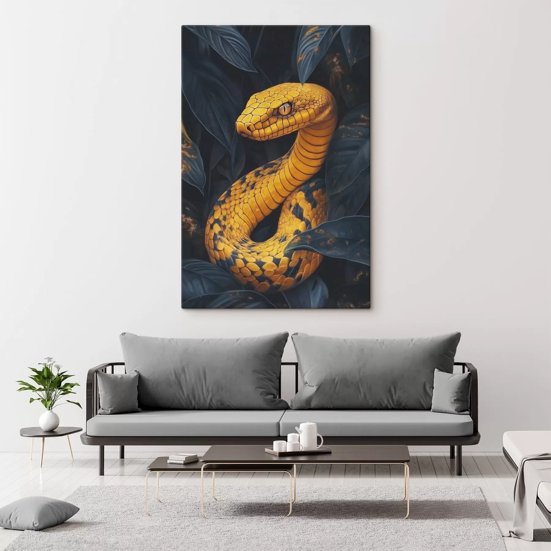 Papier peint Serpent jaune dans les feuilles s41927