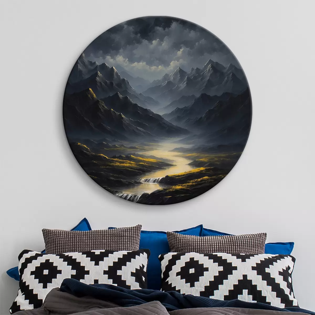 Tableaux rondes Pleine lune sur la rivière r38857