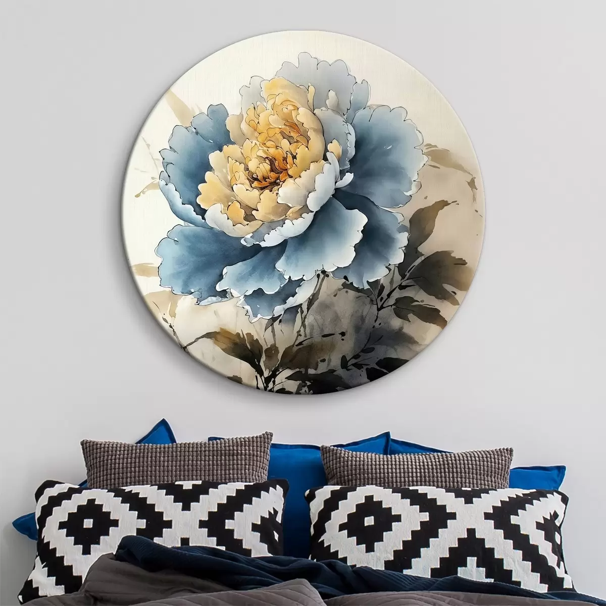 Tableaux rondes Pivoine bleue r38990