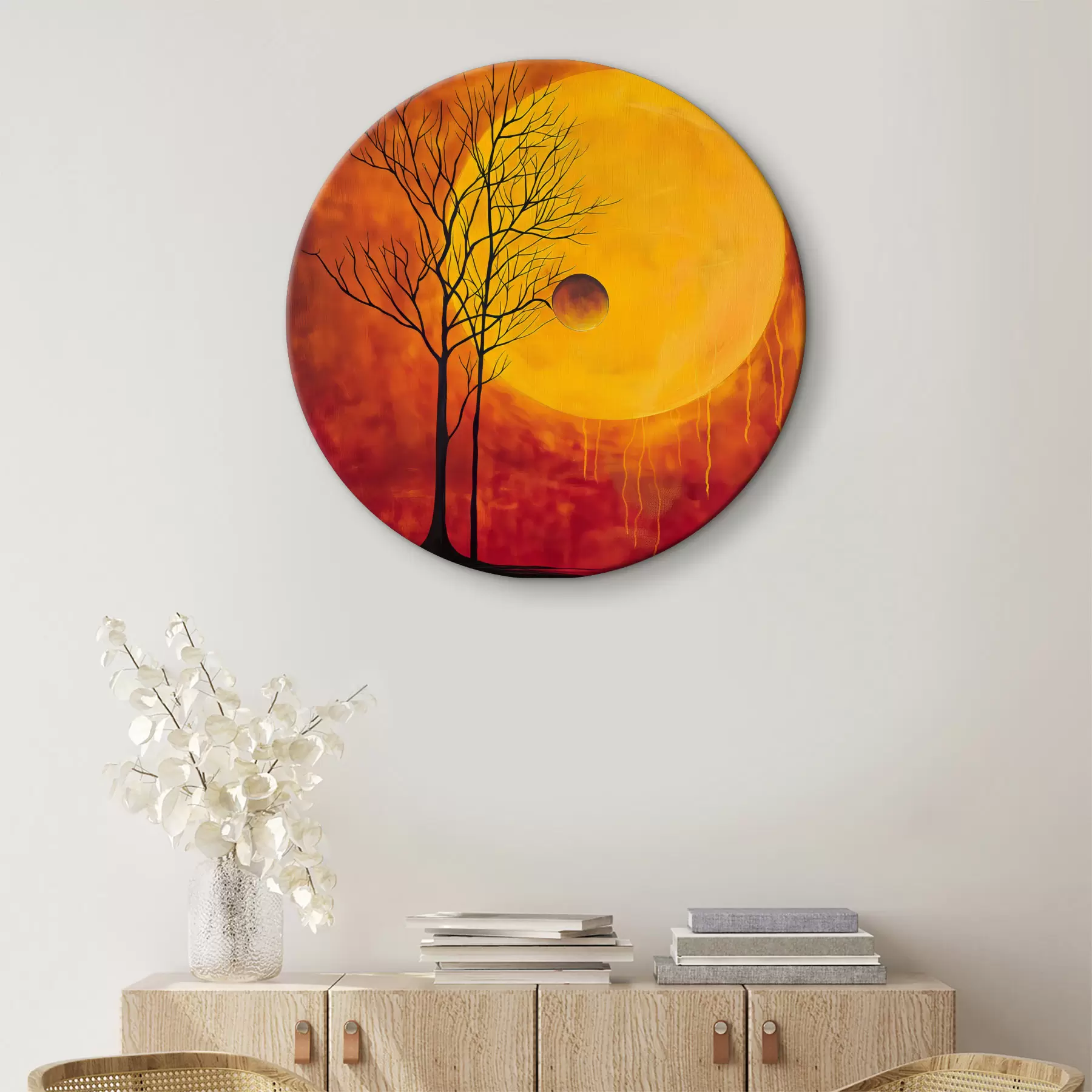 Papier peint Abstraction, soleil, rouge, jaune r40005