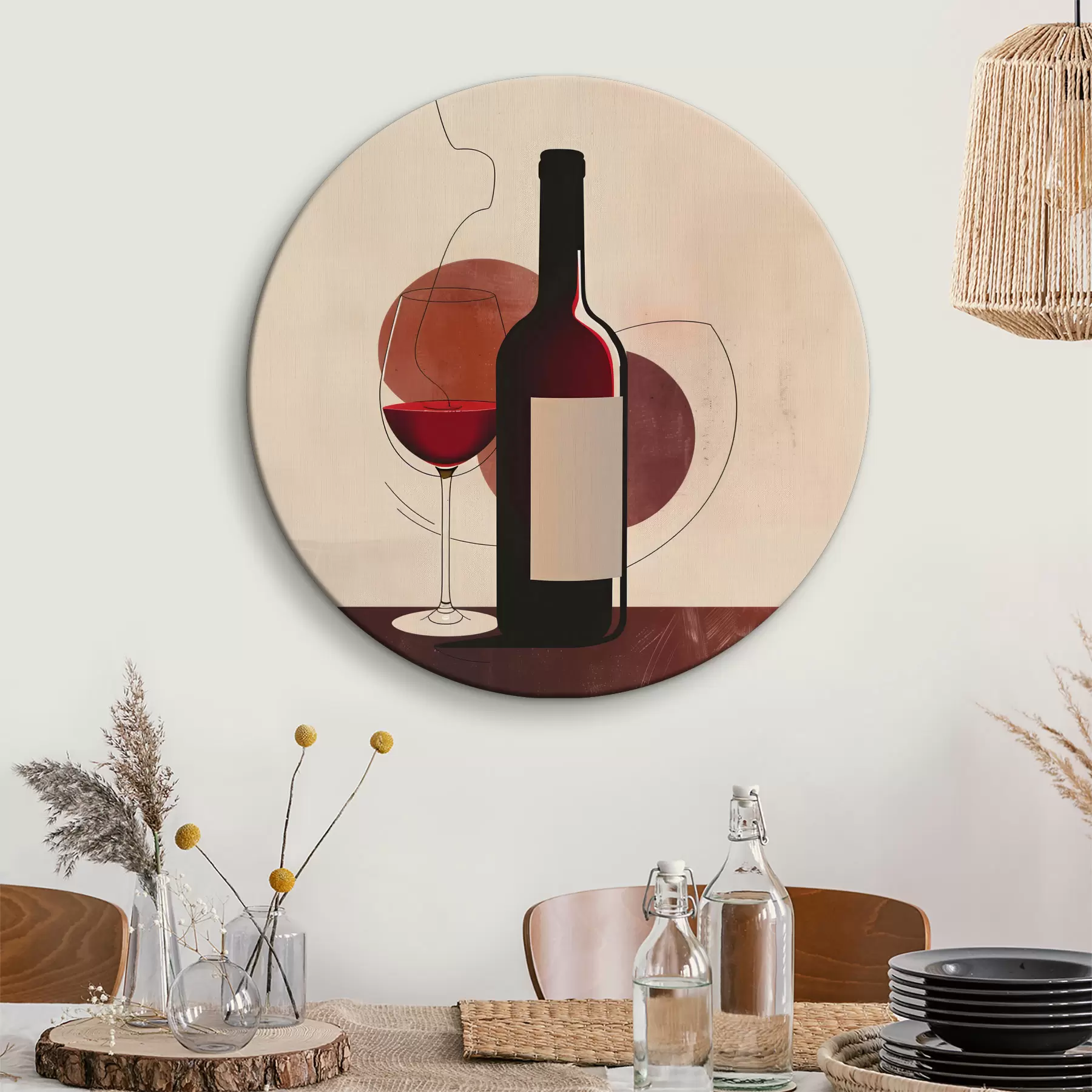 Tableau Bouteille de vin et verre de vin r40191