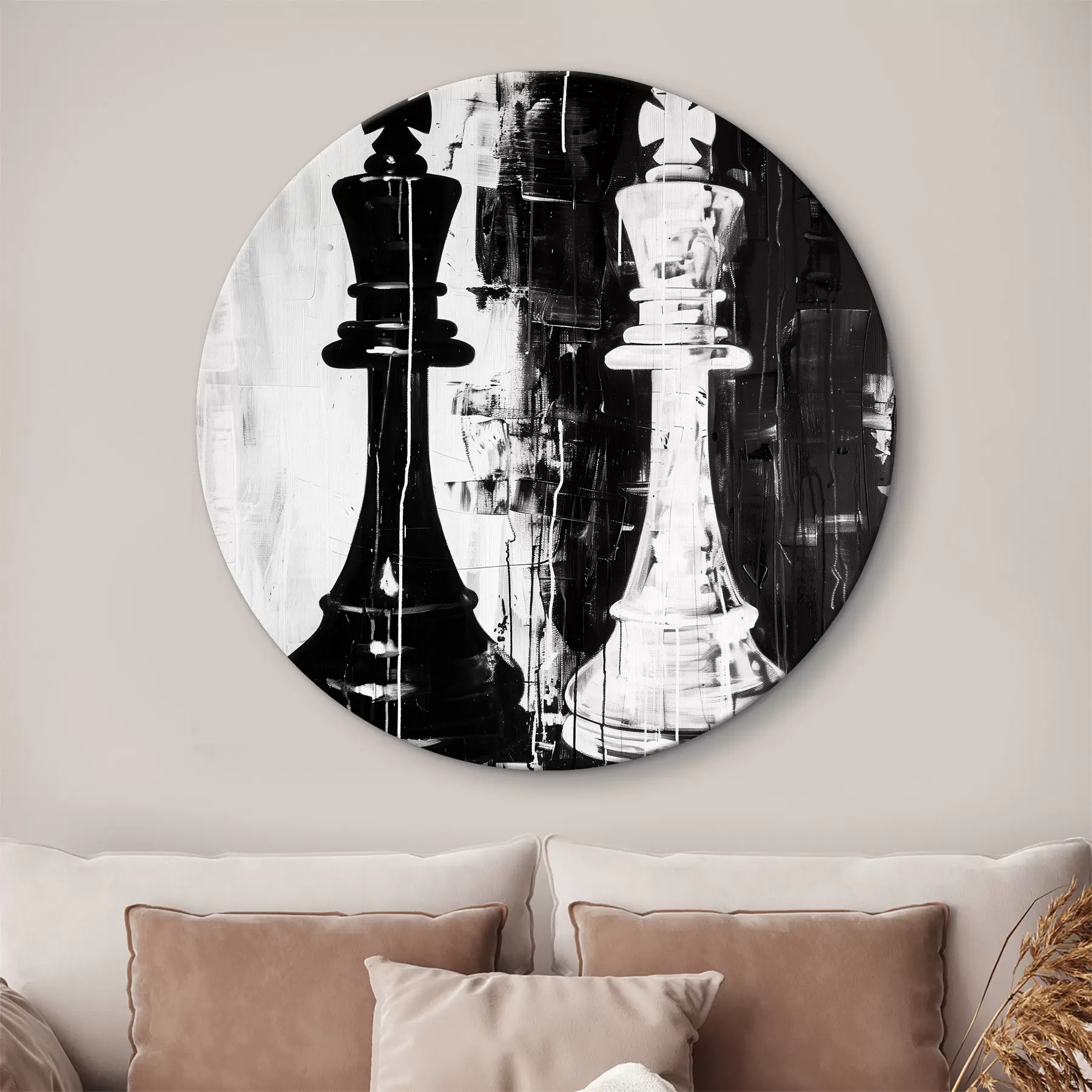 Tableau Pièce d'échecs en couleur noir et blanc r38642