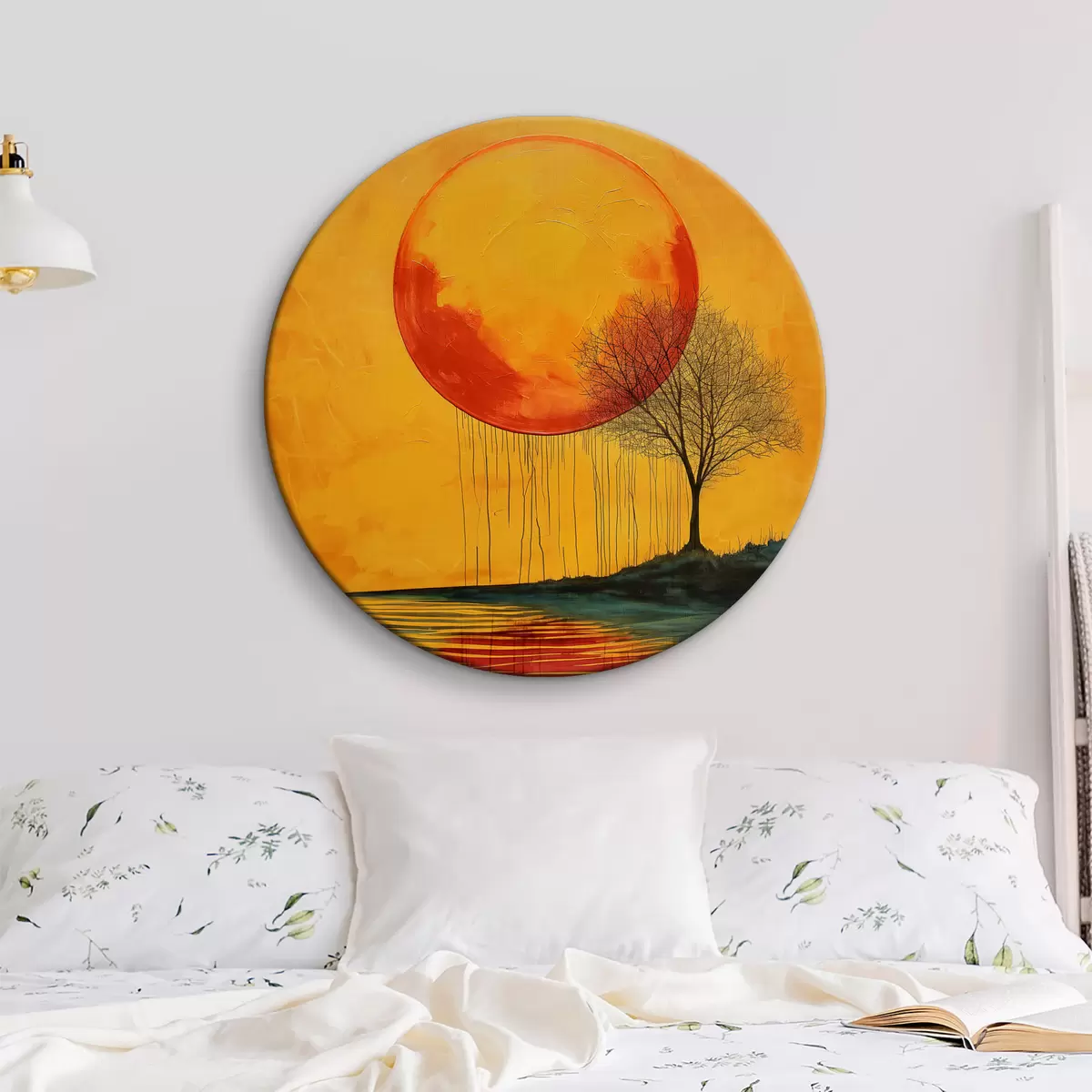 Tableaux rondes Dervo, coucher de soleil, rouge, jaune r40006