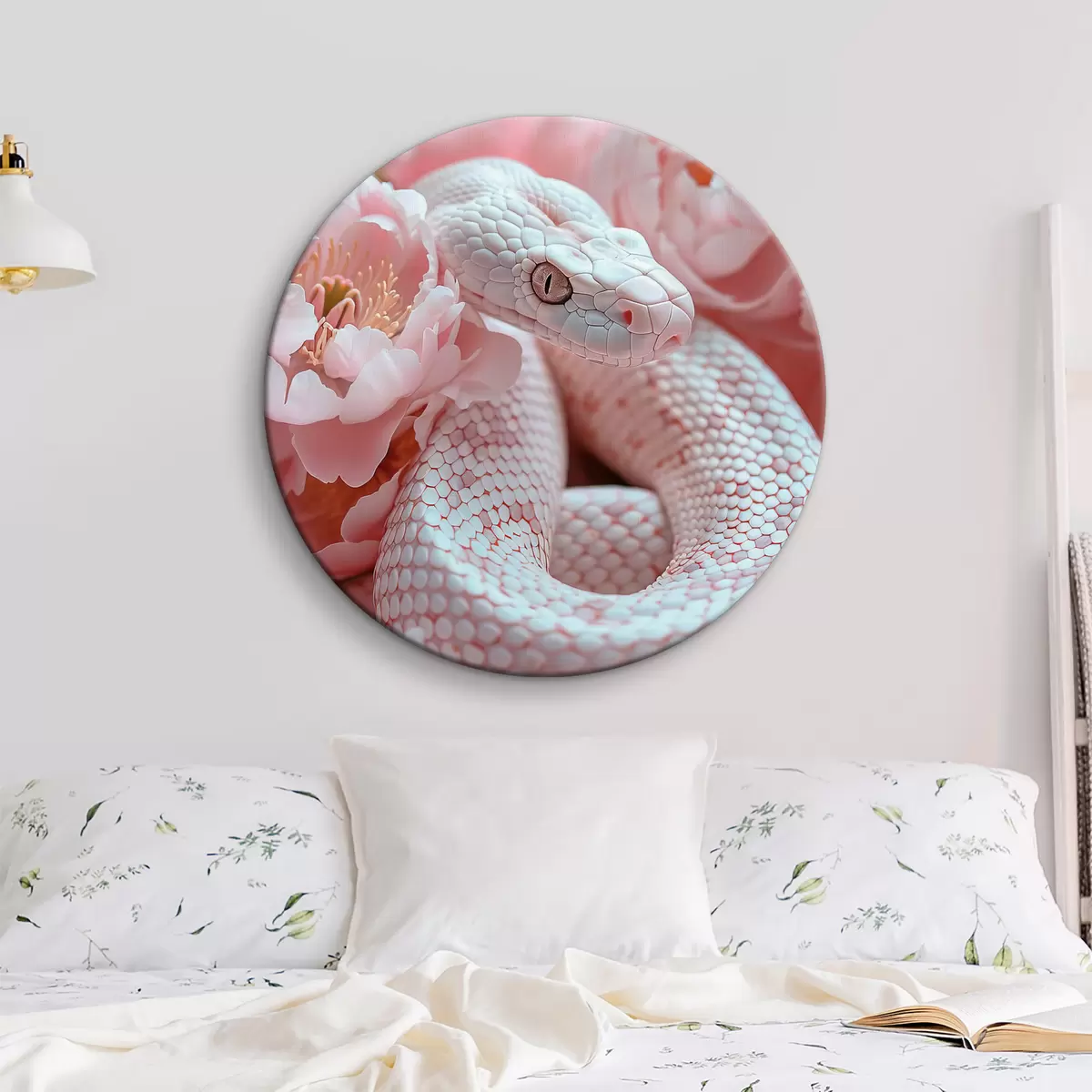 Tableaux rondes Fleurs, serpent, rose, rose pâle r39944
