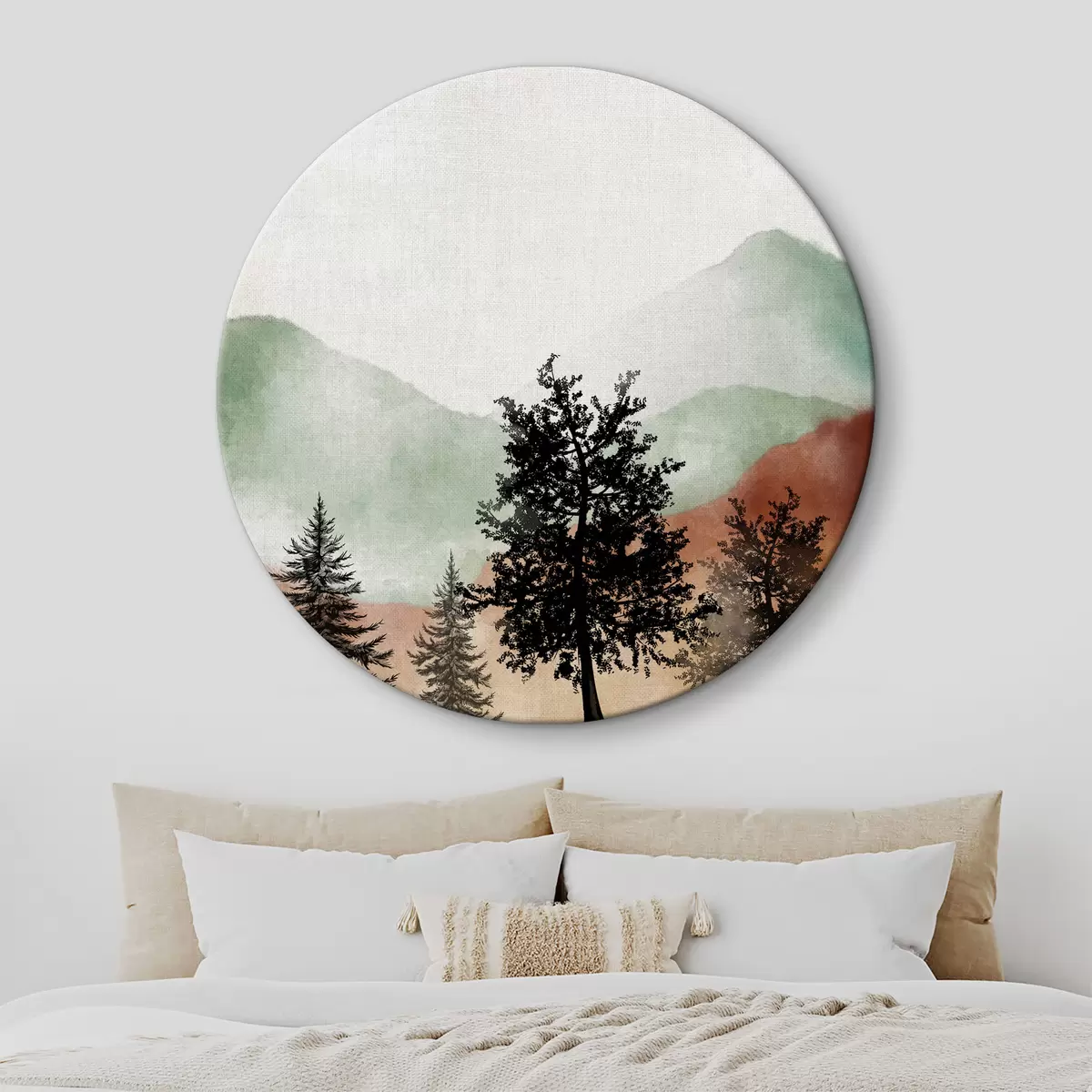 Tableaux rondes Paysage de montagne à l'aquarelle r36592
