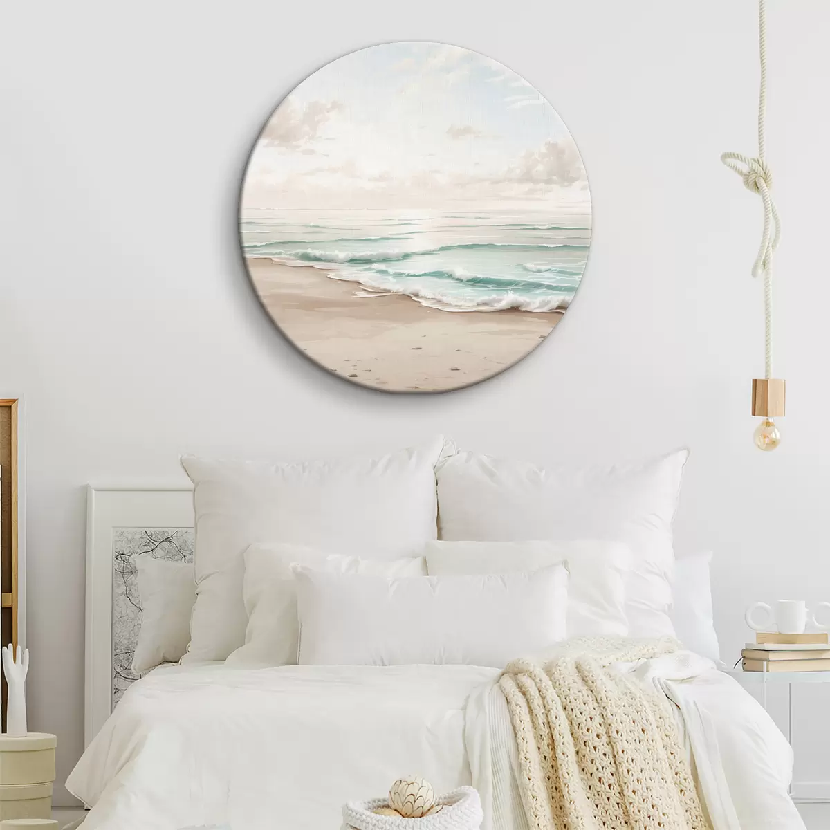 Tableaux rondes Plage de sable et vagues légères r39855