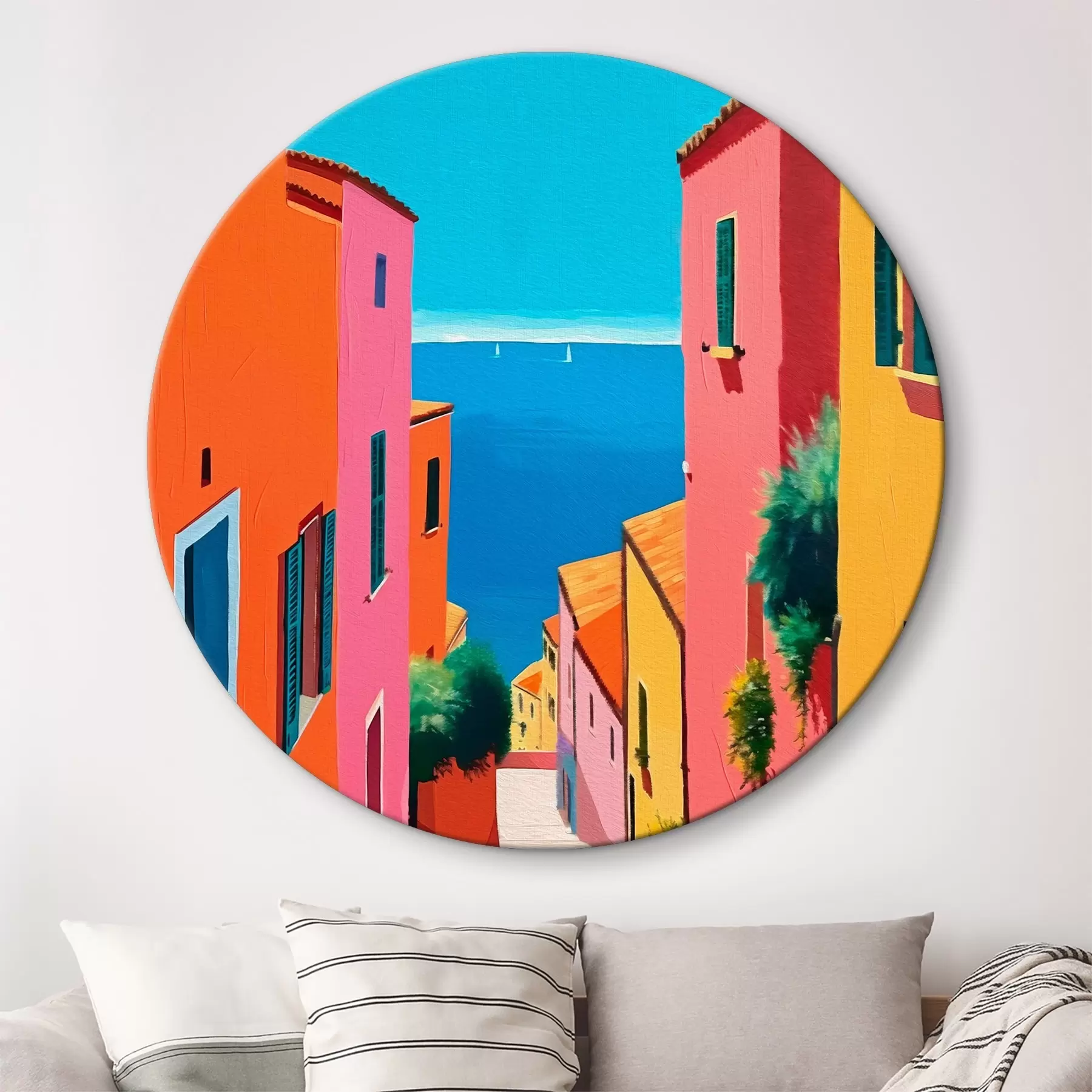 Tableau Vue mer et rue lumineuse r39579