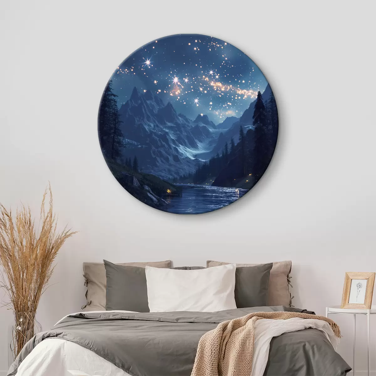 Tableaux rondes Velaris, montagnes, étoiles r40010