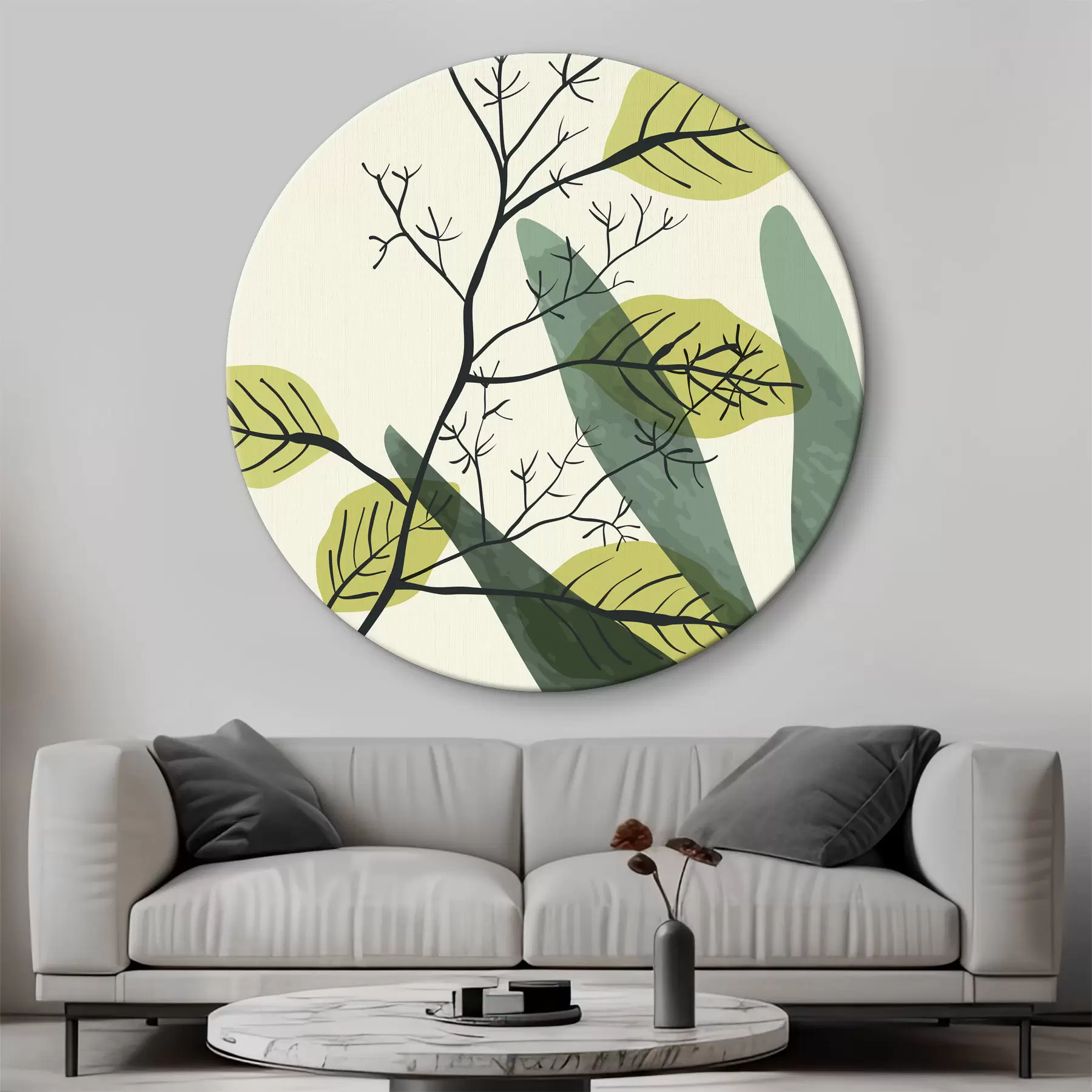 Tableau Dessin à l'aquarelle d'une branche avec des feuilles jaunes r36134