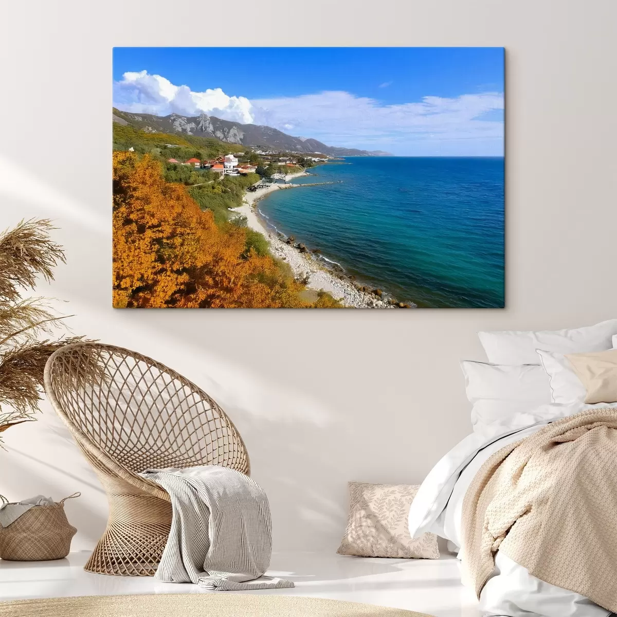 Tableau bord de mer en automne s41994