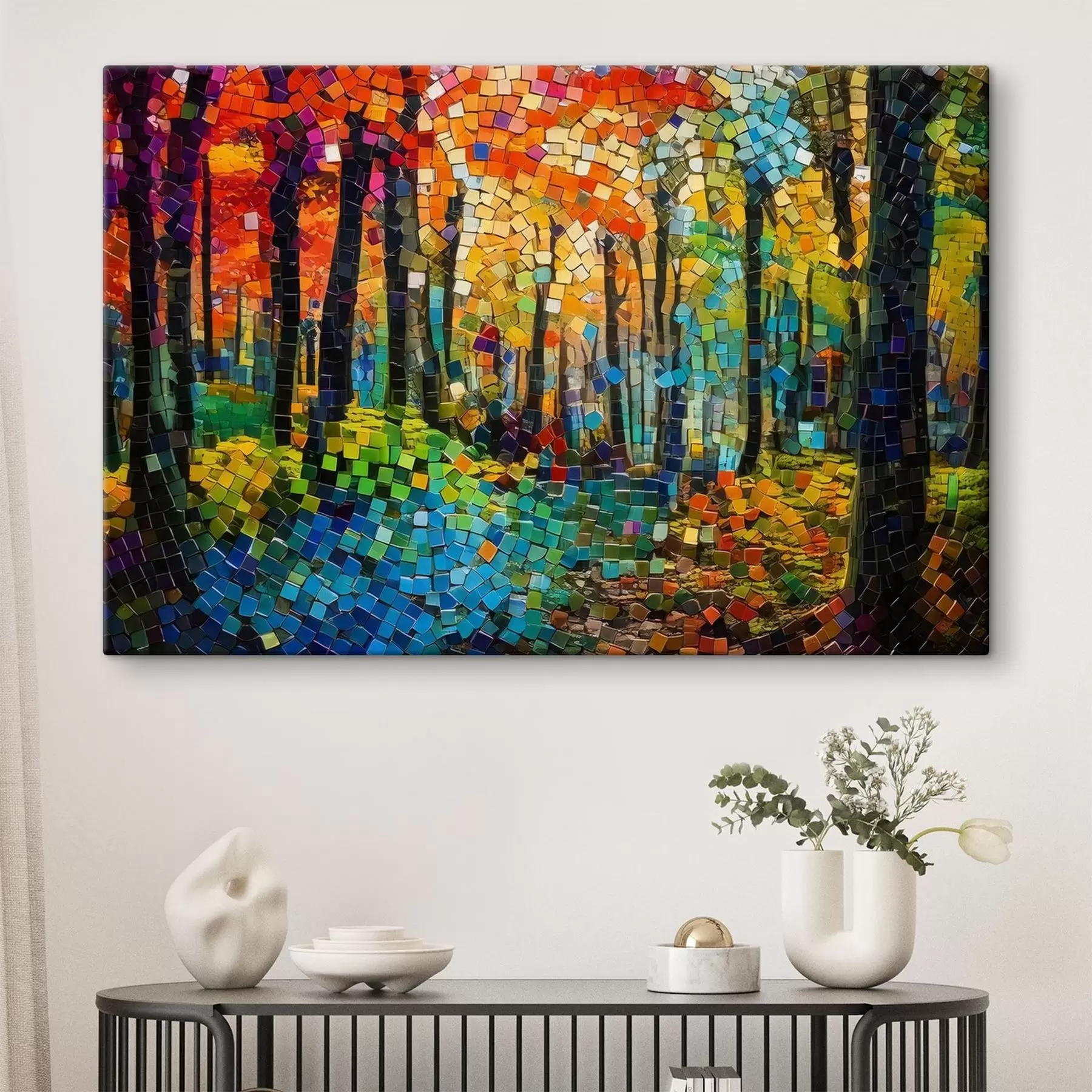Tableau forêt composée de minuscules carreaux de mosaïque s41995