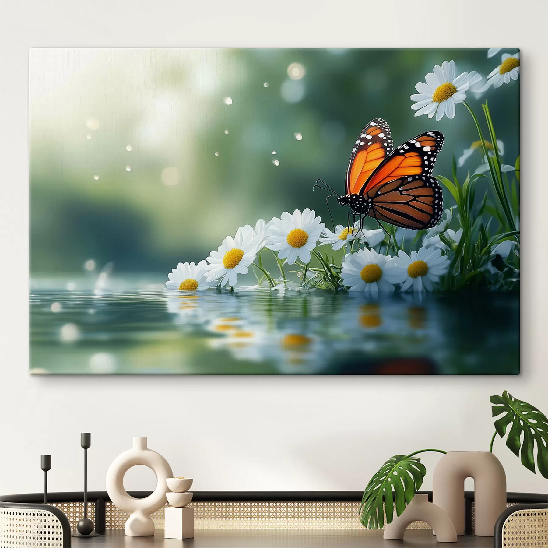 Papier peint papillon sur marguerites s42017