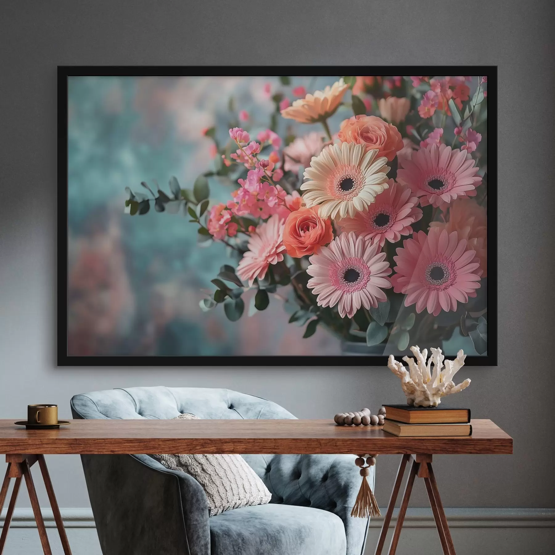Papier peint bouquet de fleurs roses f42014