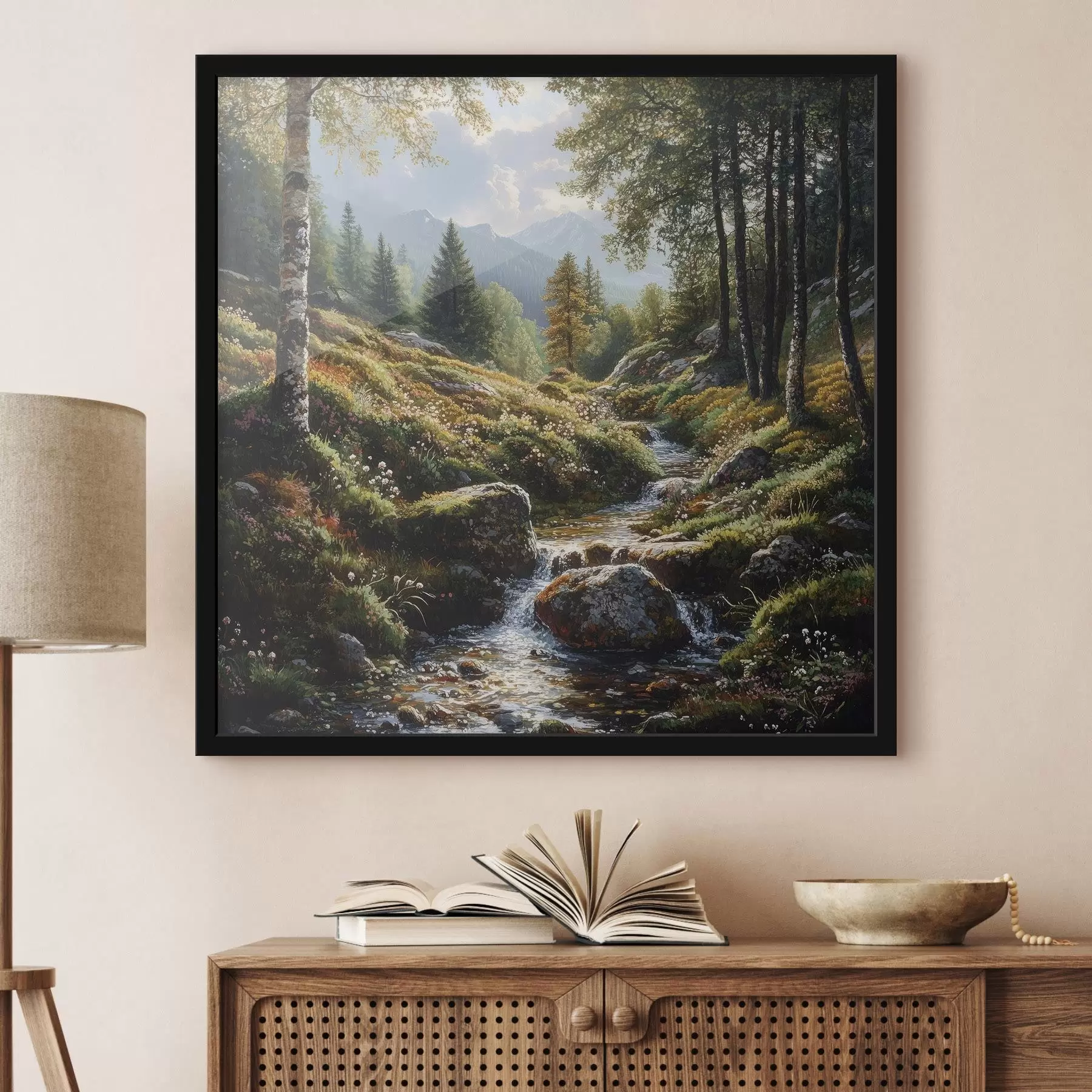 Papier peint ruisseau dans les montagnes f42023