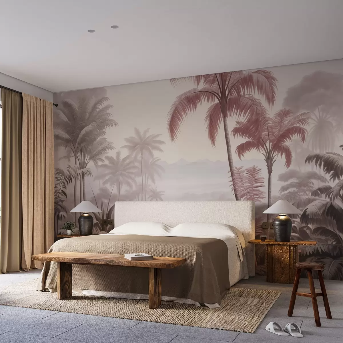 Papier peint Paysage tropical en style vintage w02439