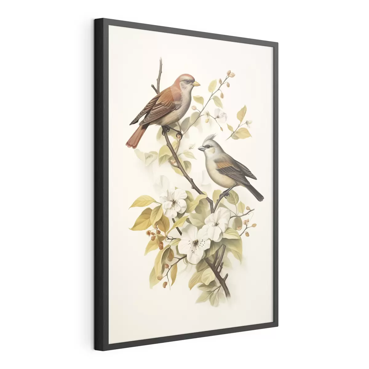 Poster Oiseaux sur une branche style vintage f42035