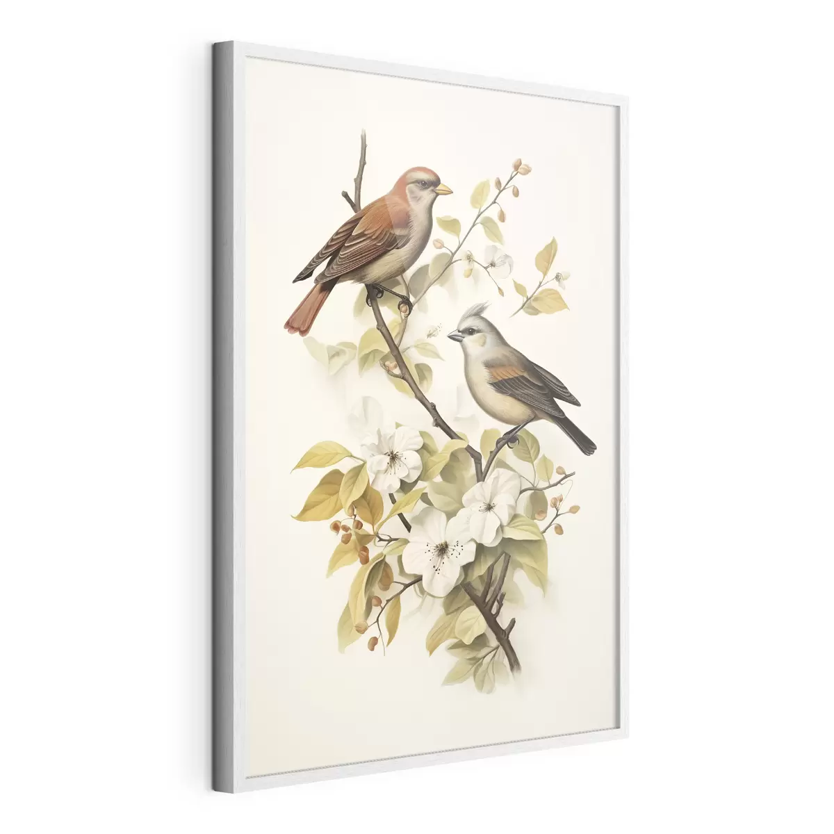 Poster Oiseaux sur une branche style vintage f42035