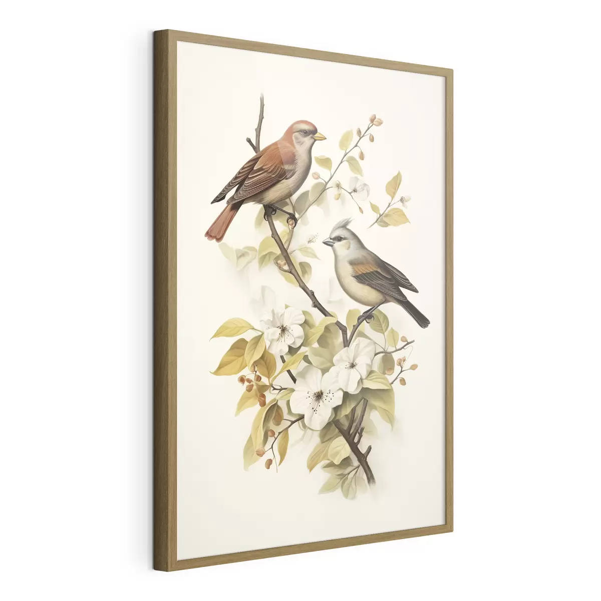 Poster Oiseaux sur une branche style vintage f42035