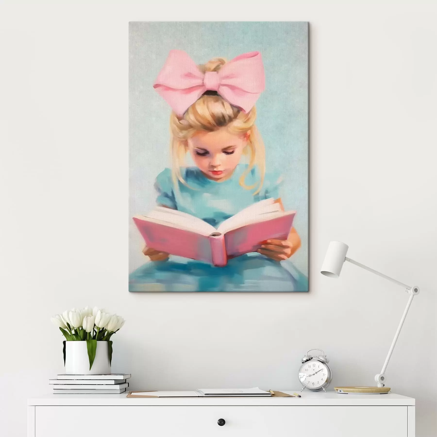 Tableau Petite fille et livre s41800