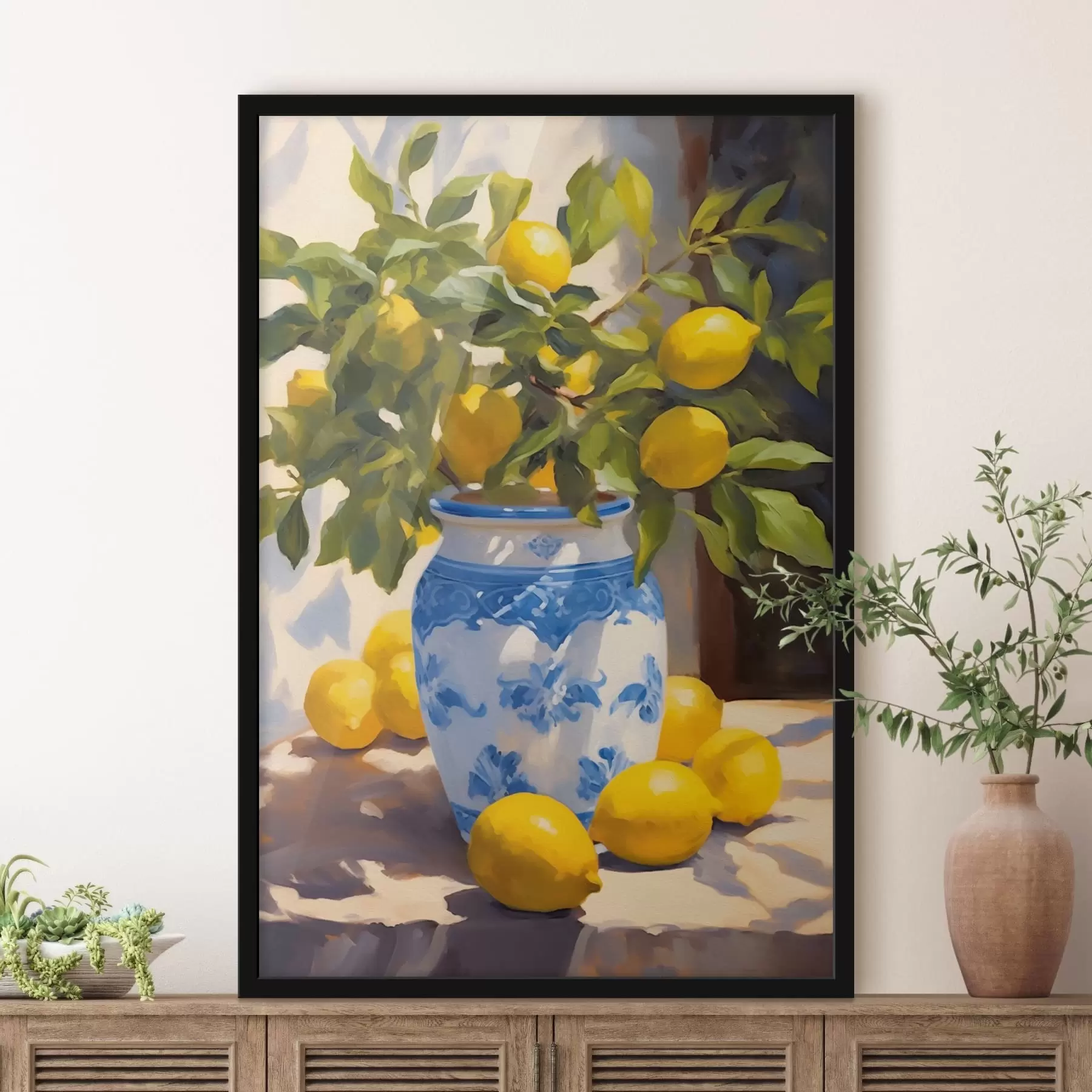 Papier peint Vase et citrons f41790