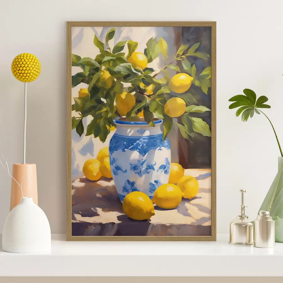 Papier peint Vase et citrons f41790