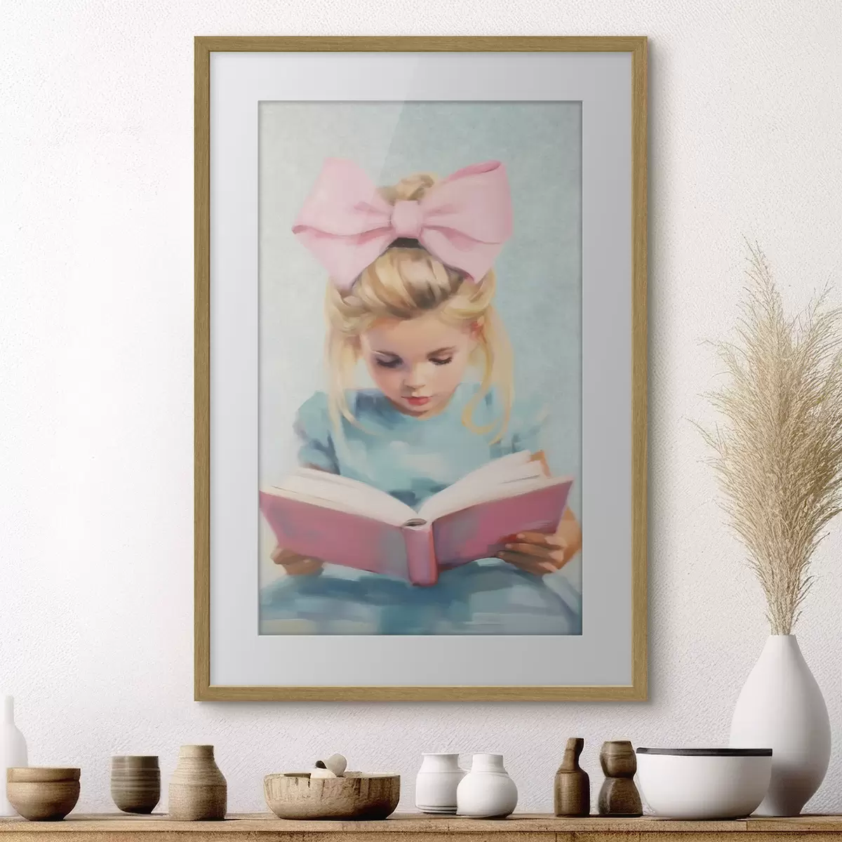 Poster Petite fille et livre f41800
