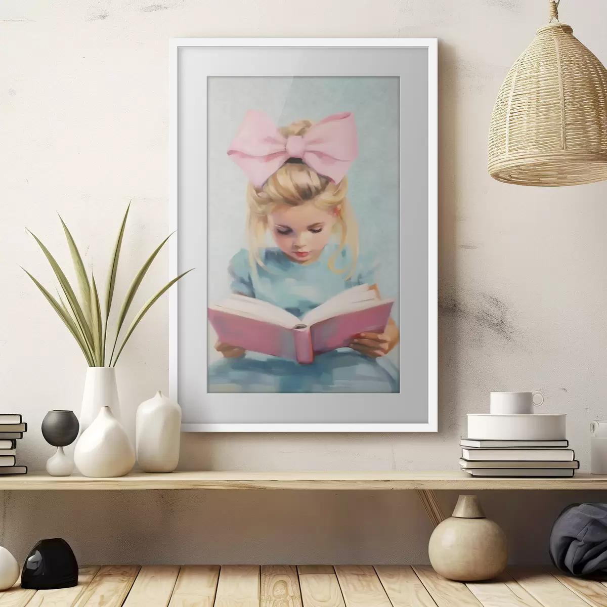 Poster Petite fille et livre f41800