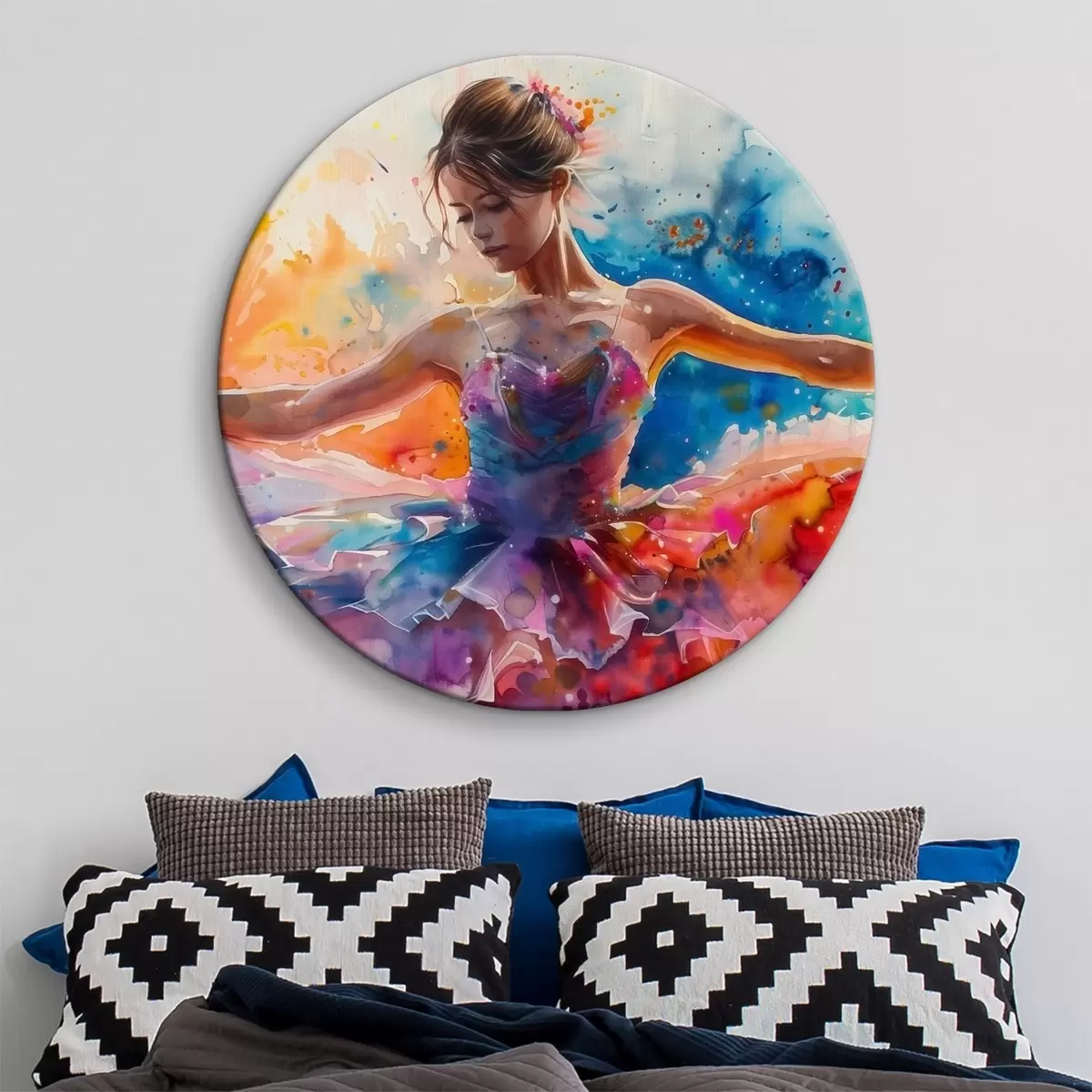 Tableaux rondes Photo aquarelle de ballerine fille r38466
