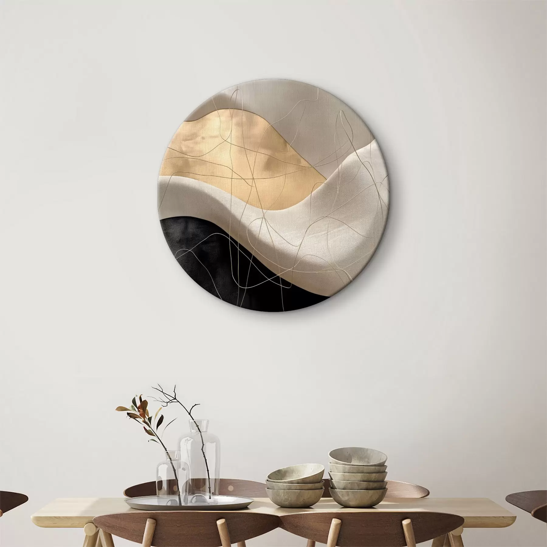 Tableau Abstraction avec des vagues et des lignes r39053